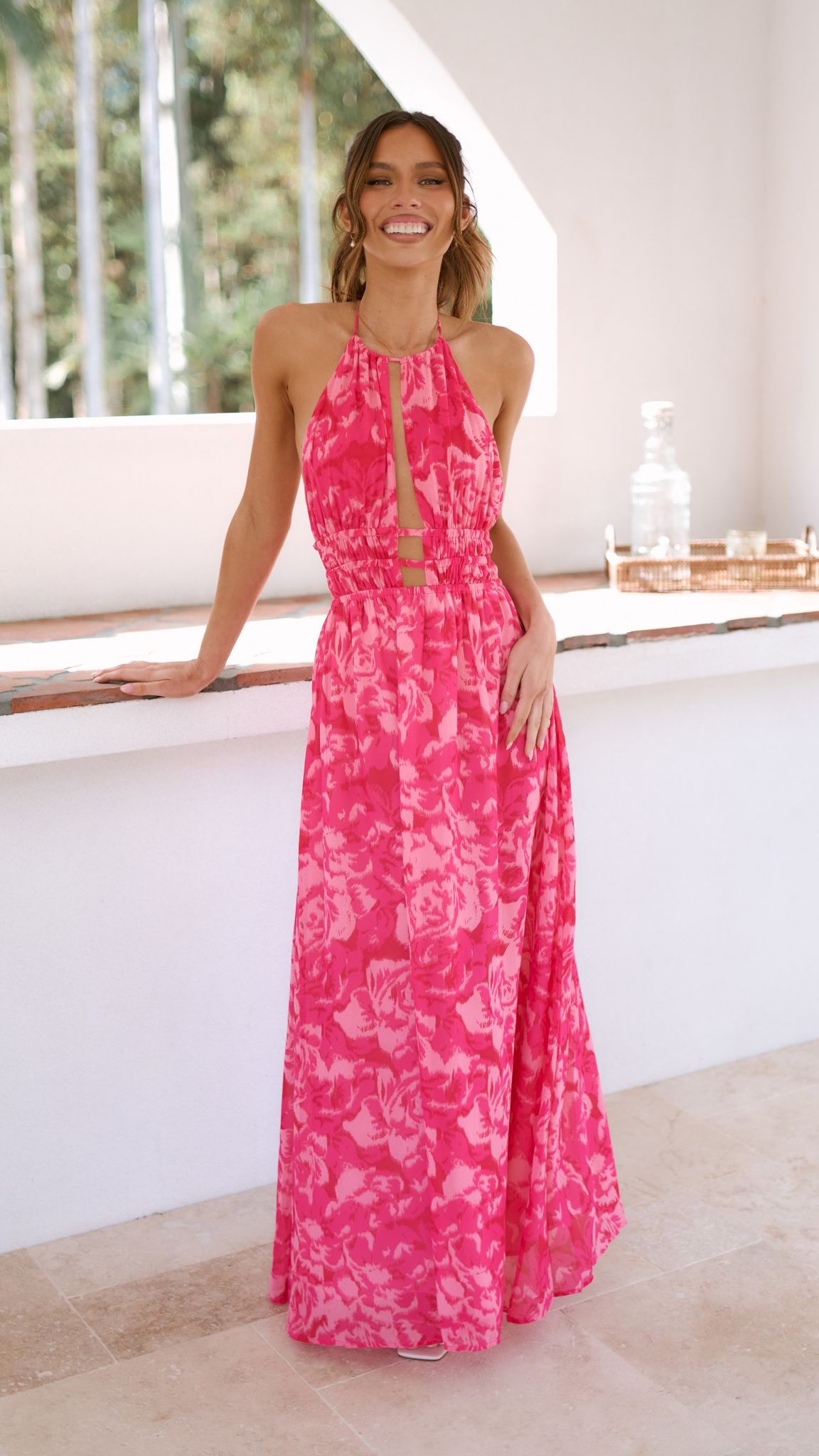 Ivy Maxi Dress - Pink Print