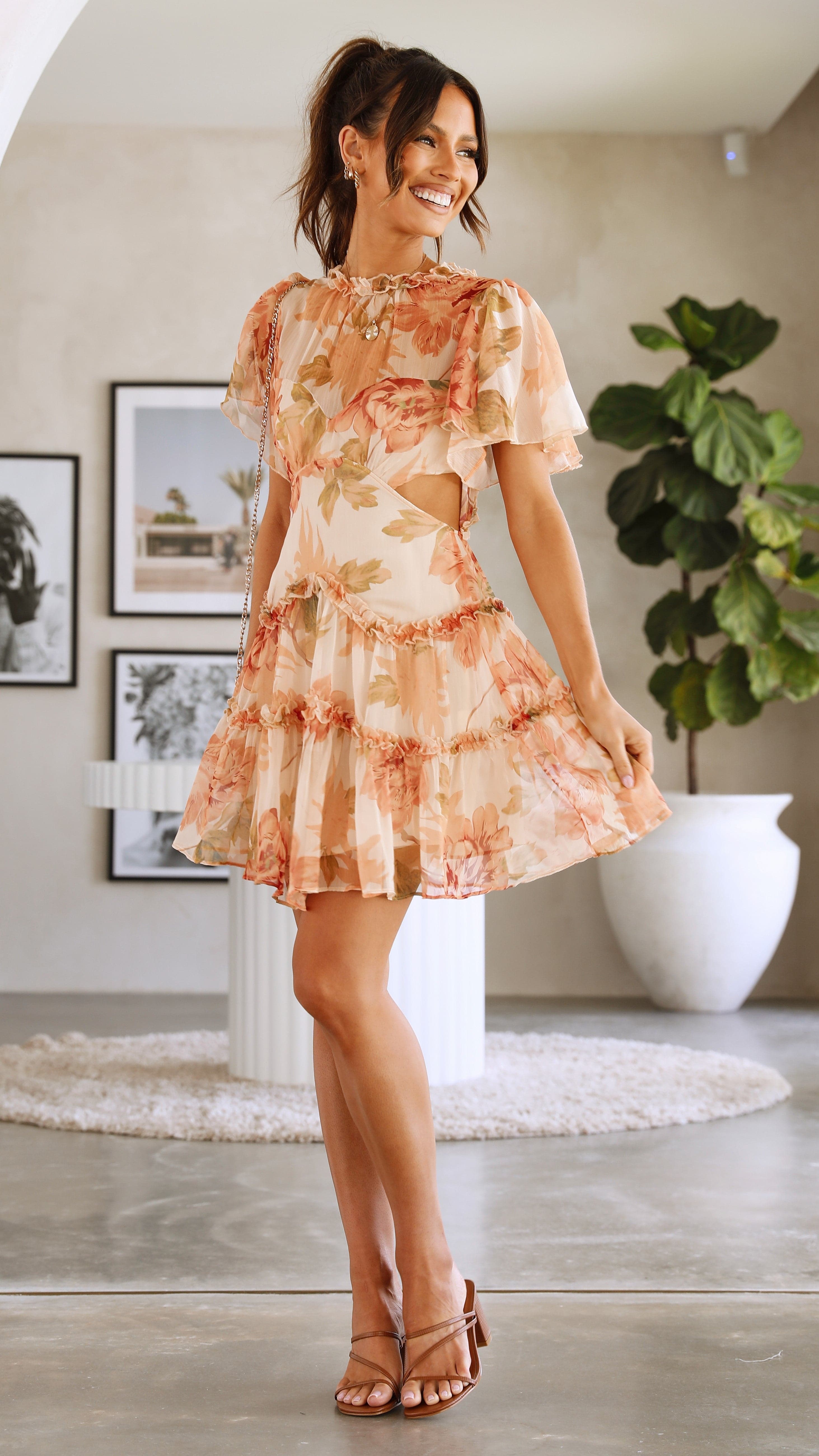 Lylah Mini Dress - Orange Floral