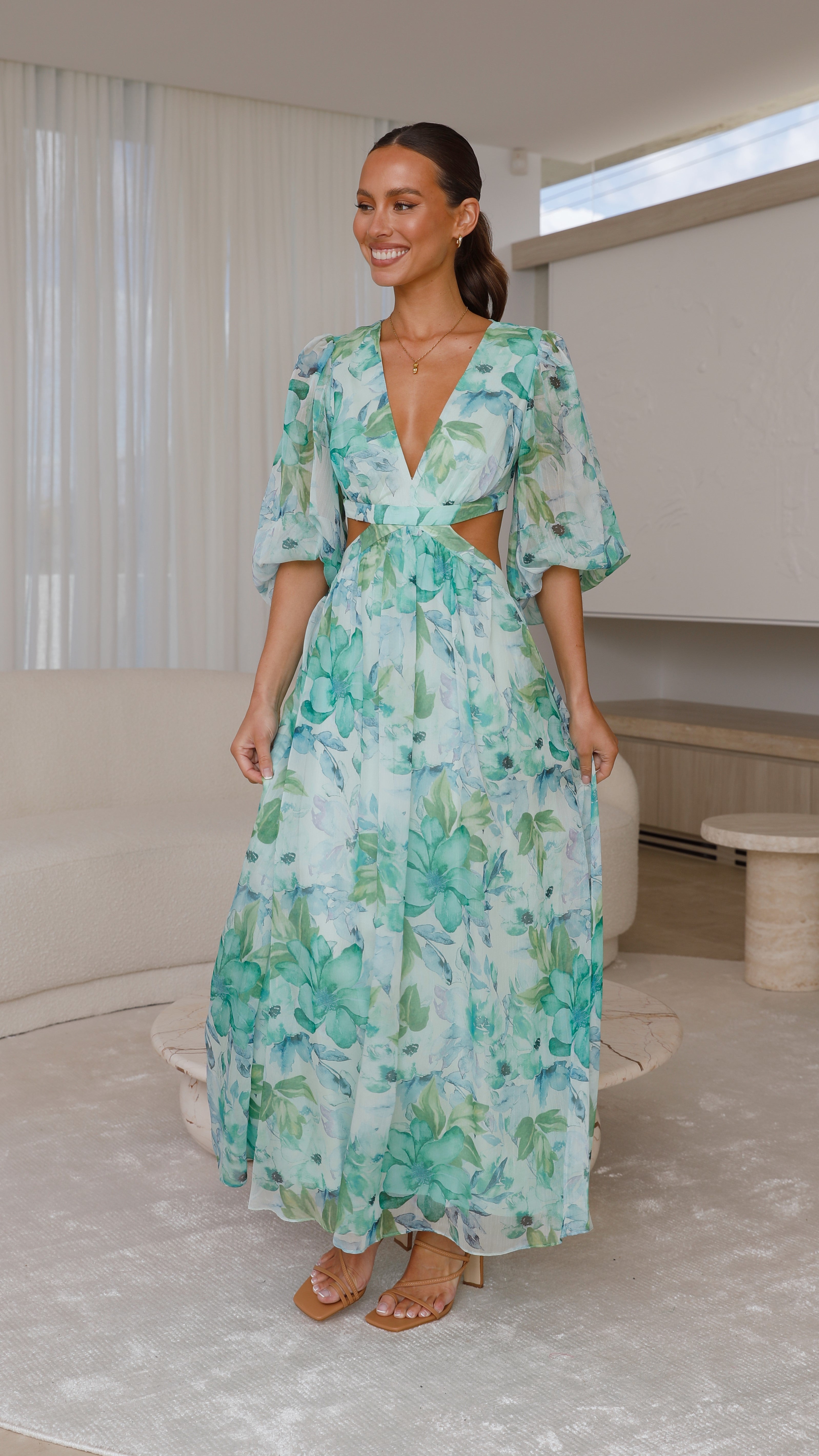 Marianne Maxi Dress - Green Floral