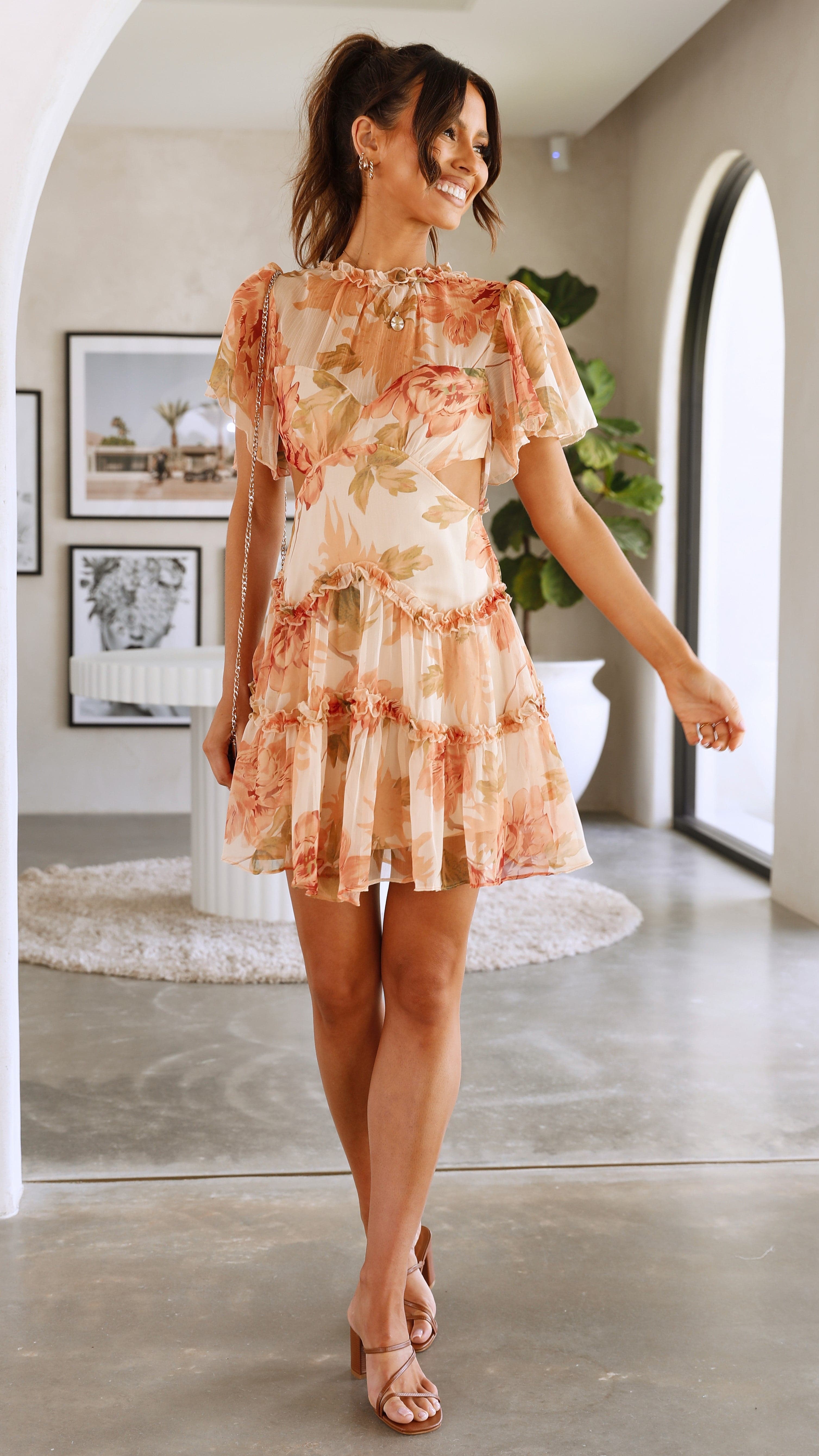 Lylah Mini Dress - Orange Floral