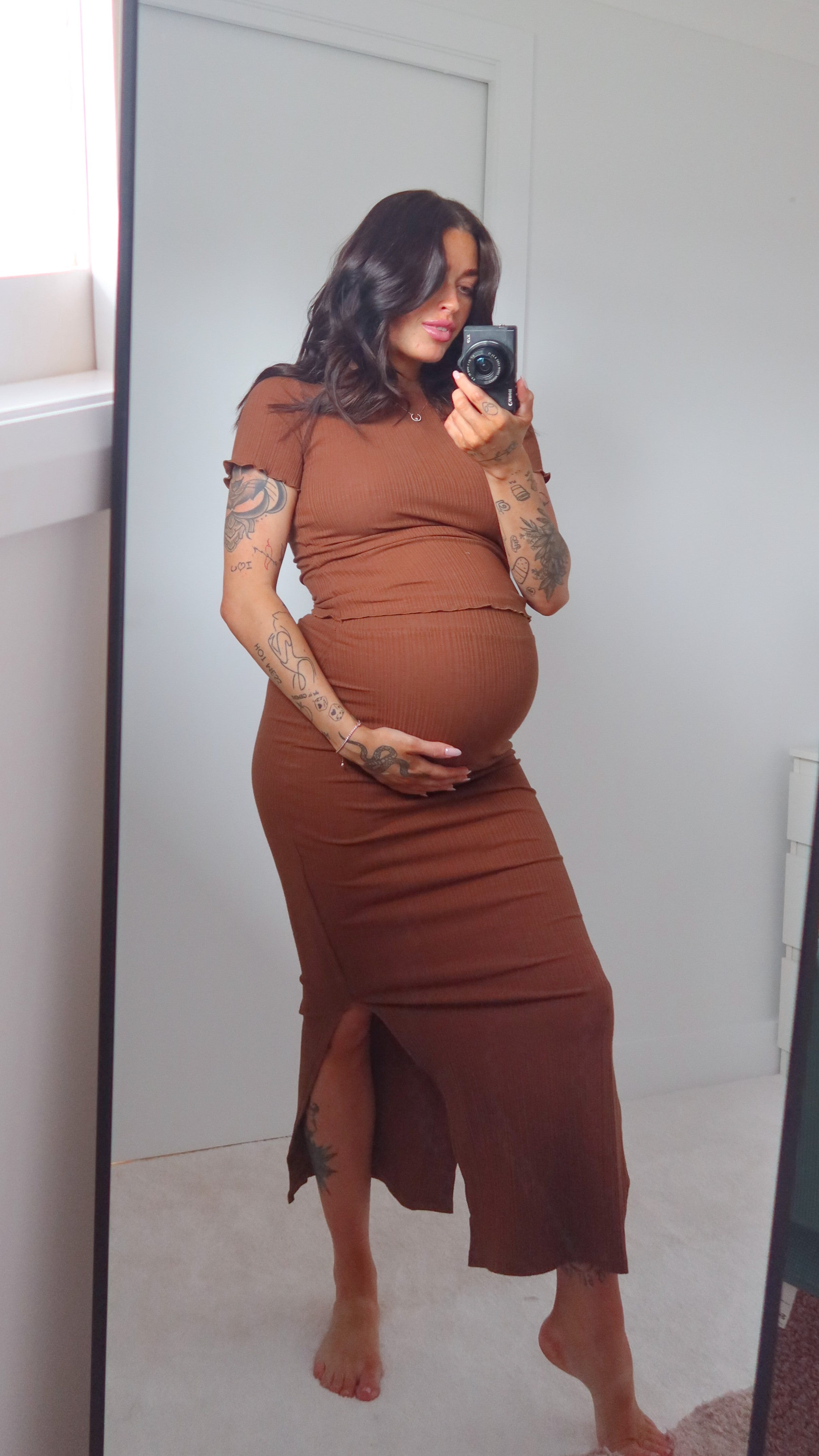 Alina Midi Skirt - Coffee Rib