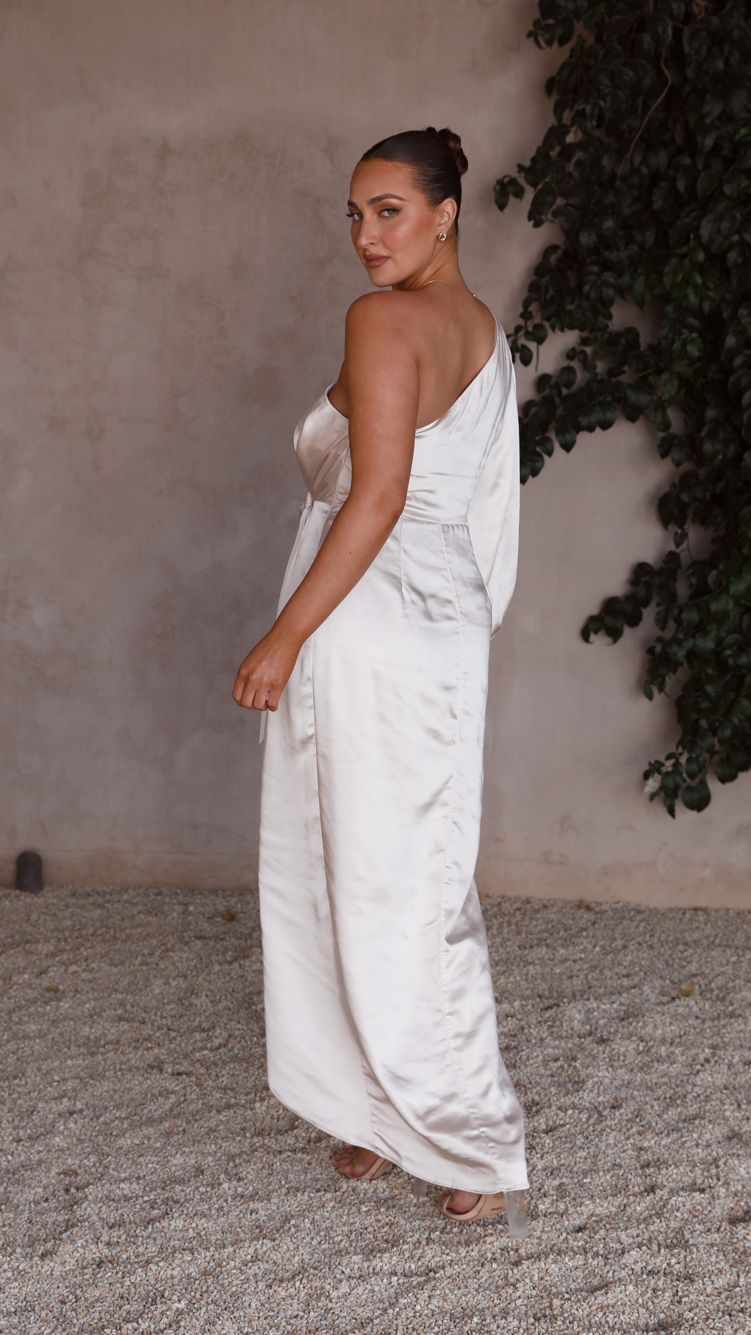 Heidi One Shoulder Maxi Dress - Champagne