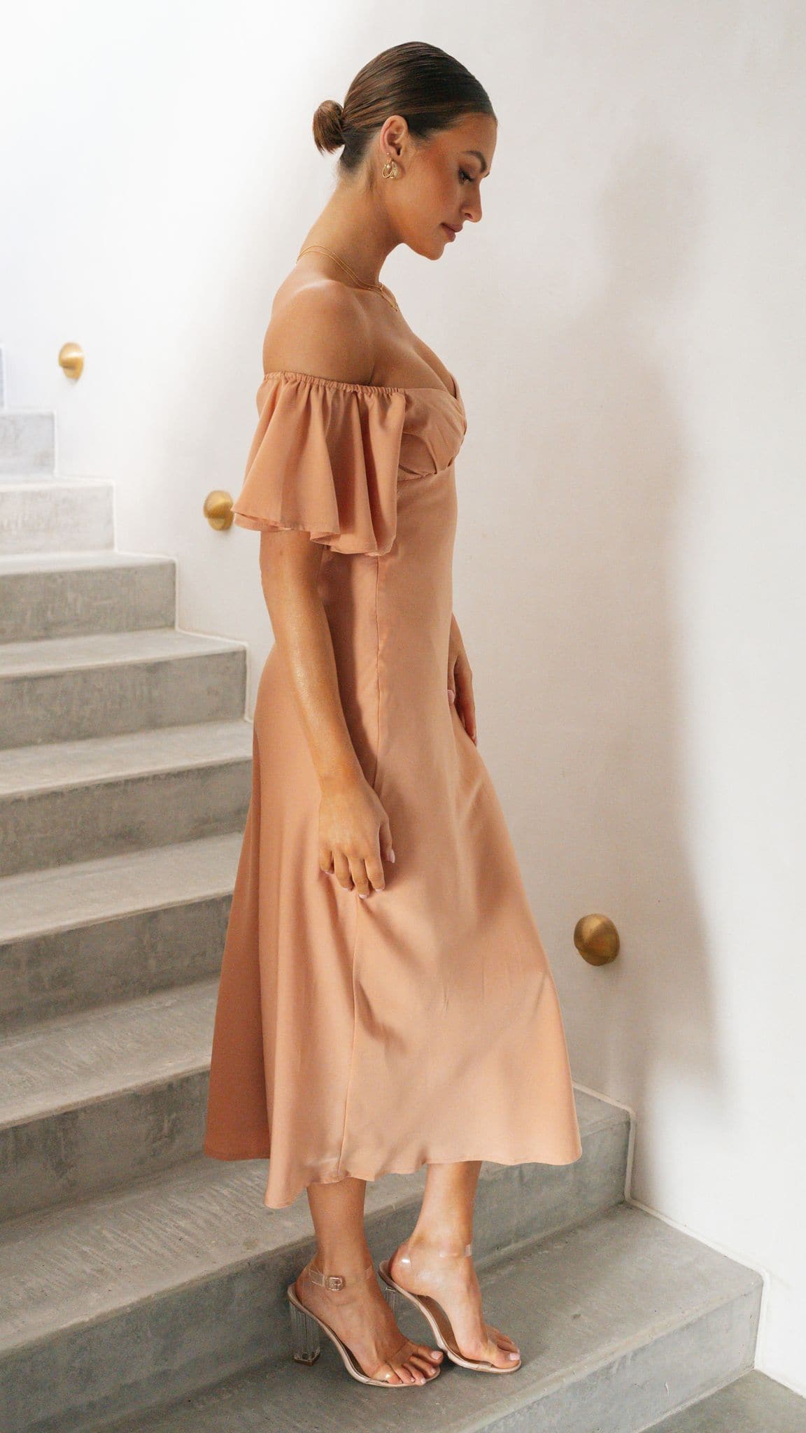Louisa Midi Dress - Peach