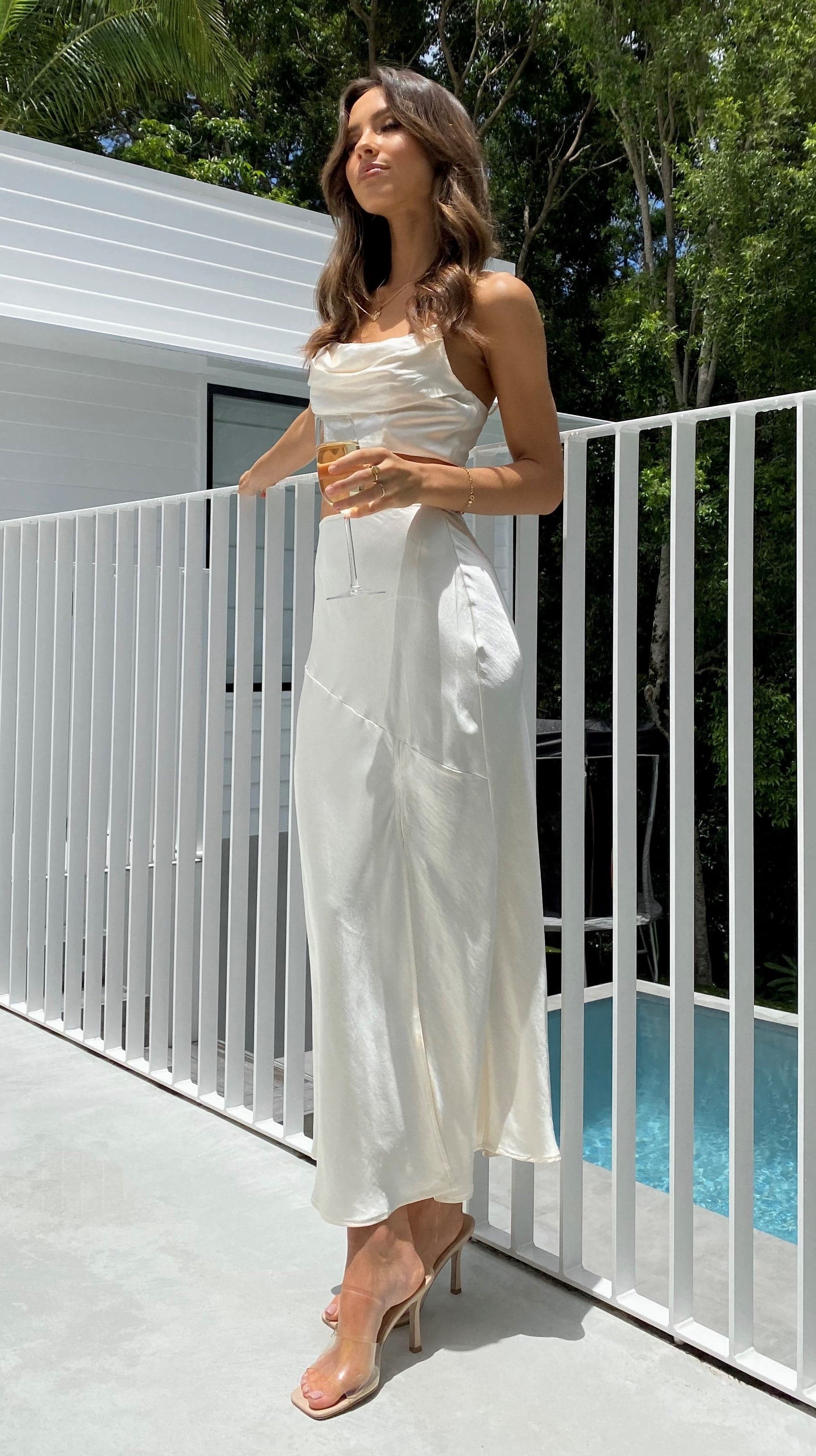 Celina Top and Skirt Set - Champagne