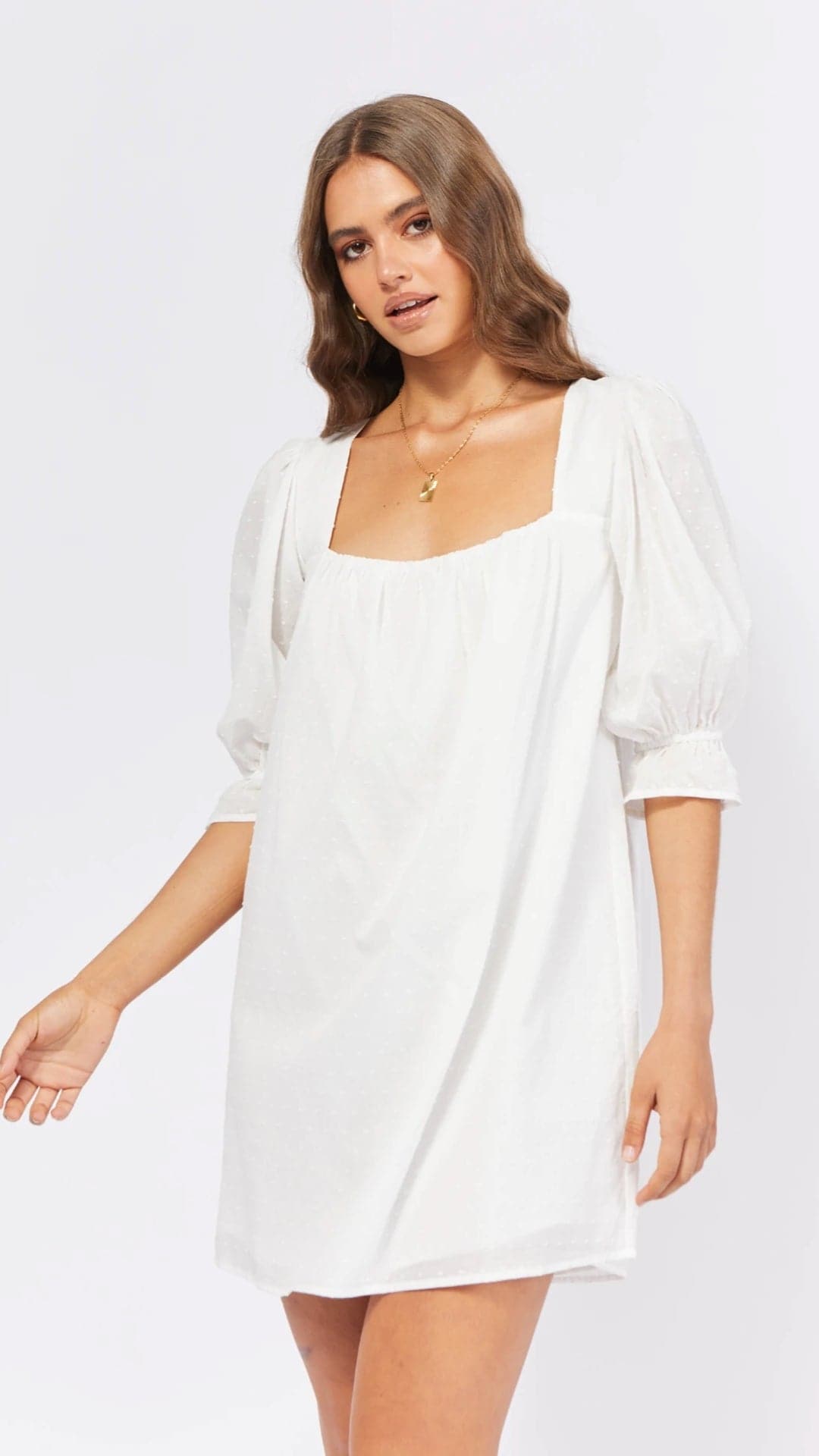Leona Mini Dress - White Spot