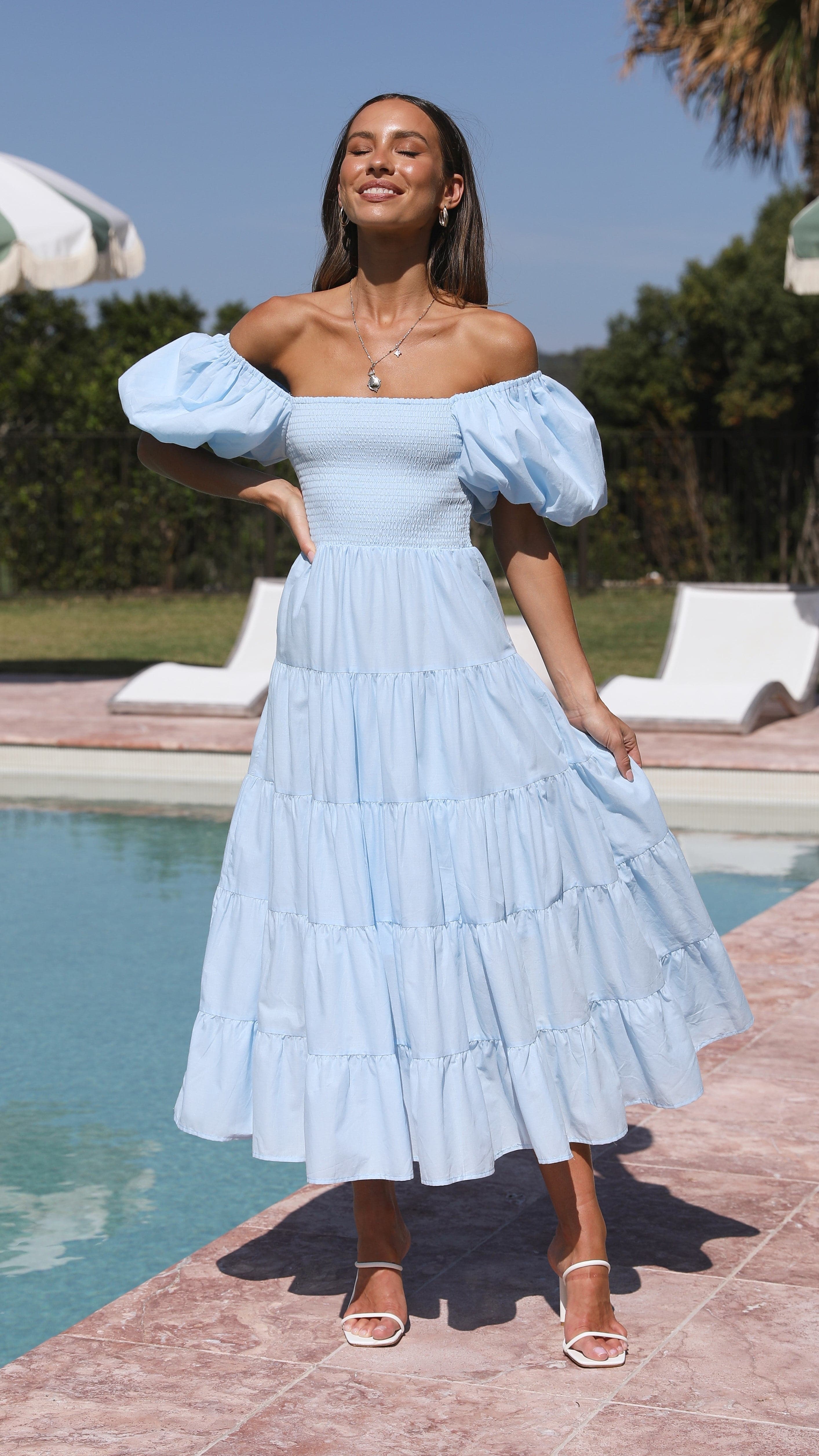 Chyna Midi Dress - Sky Blue