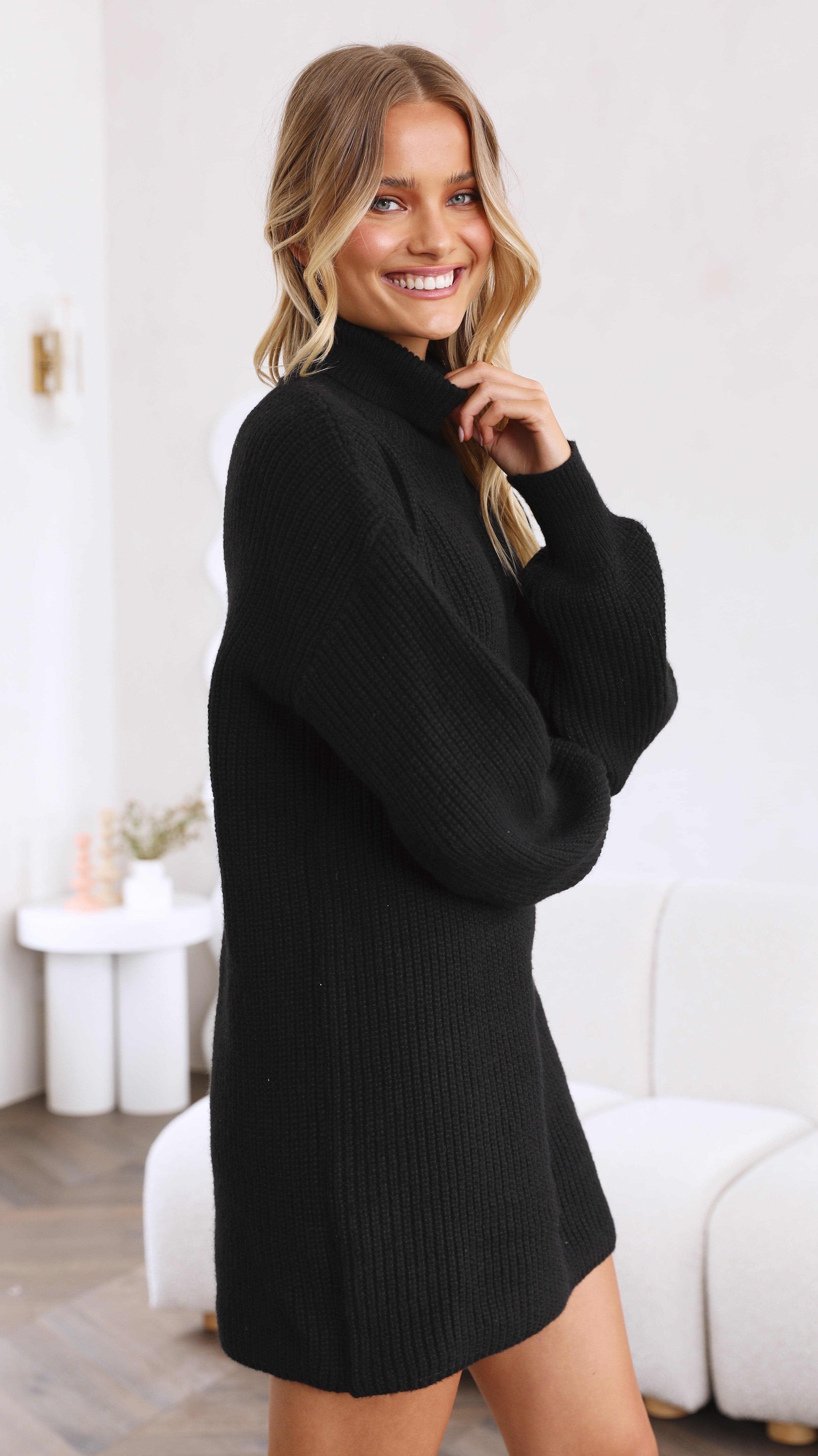 Mabli Mini Knit Dress - Black