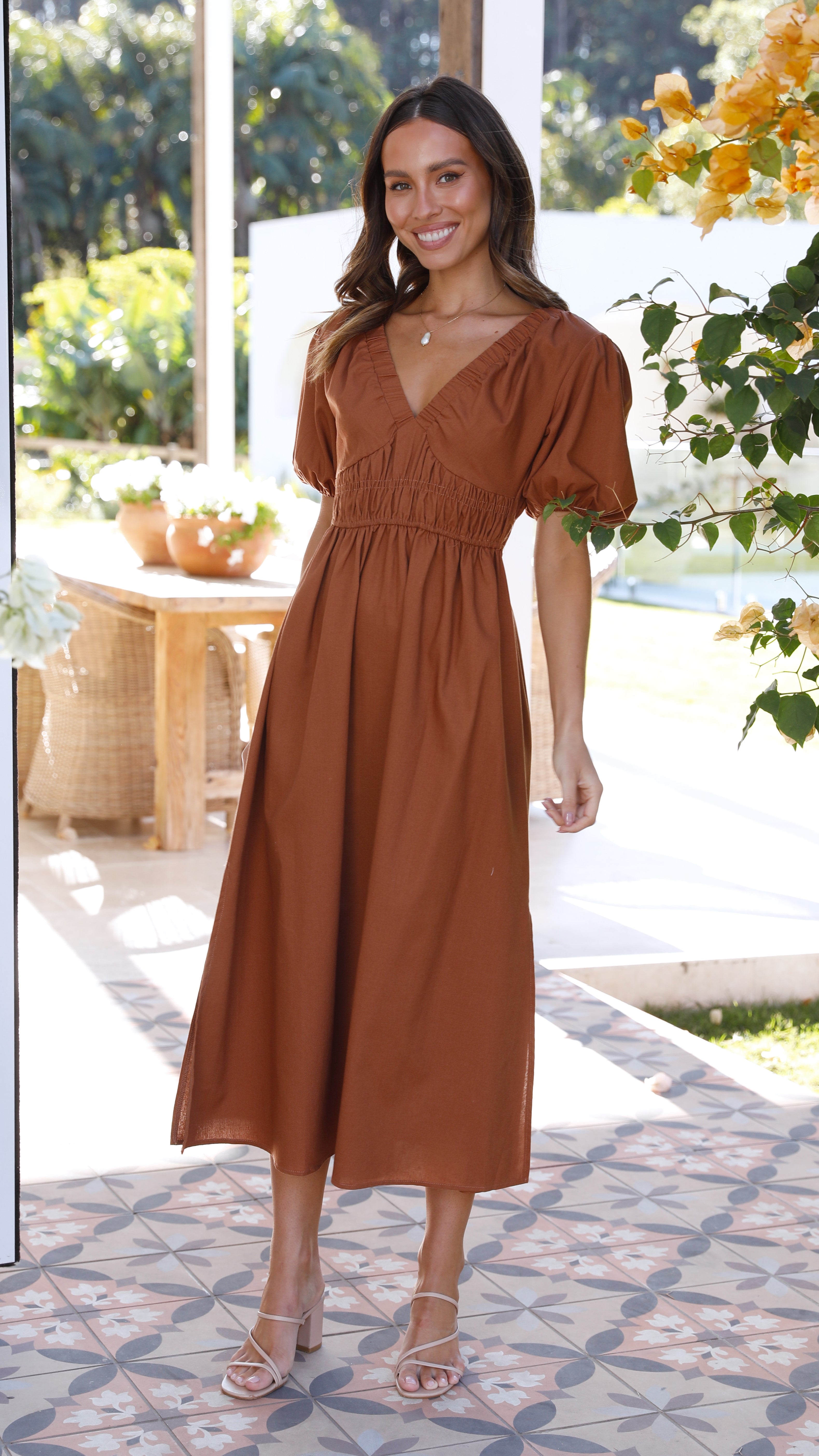 Fiore Maxi Dress - Brown