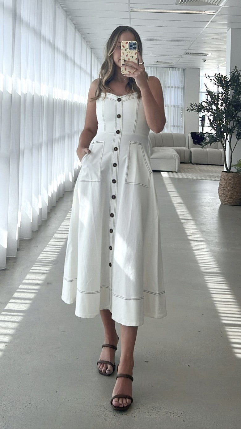 Indigo Maxi Dress - White Denim