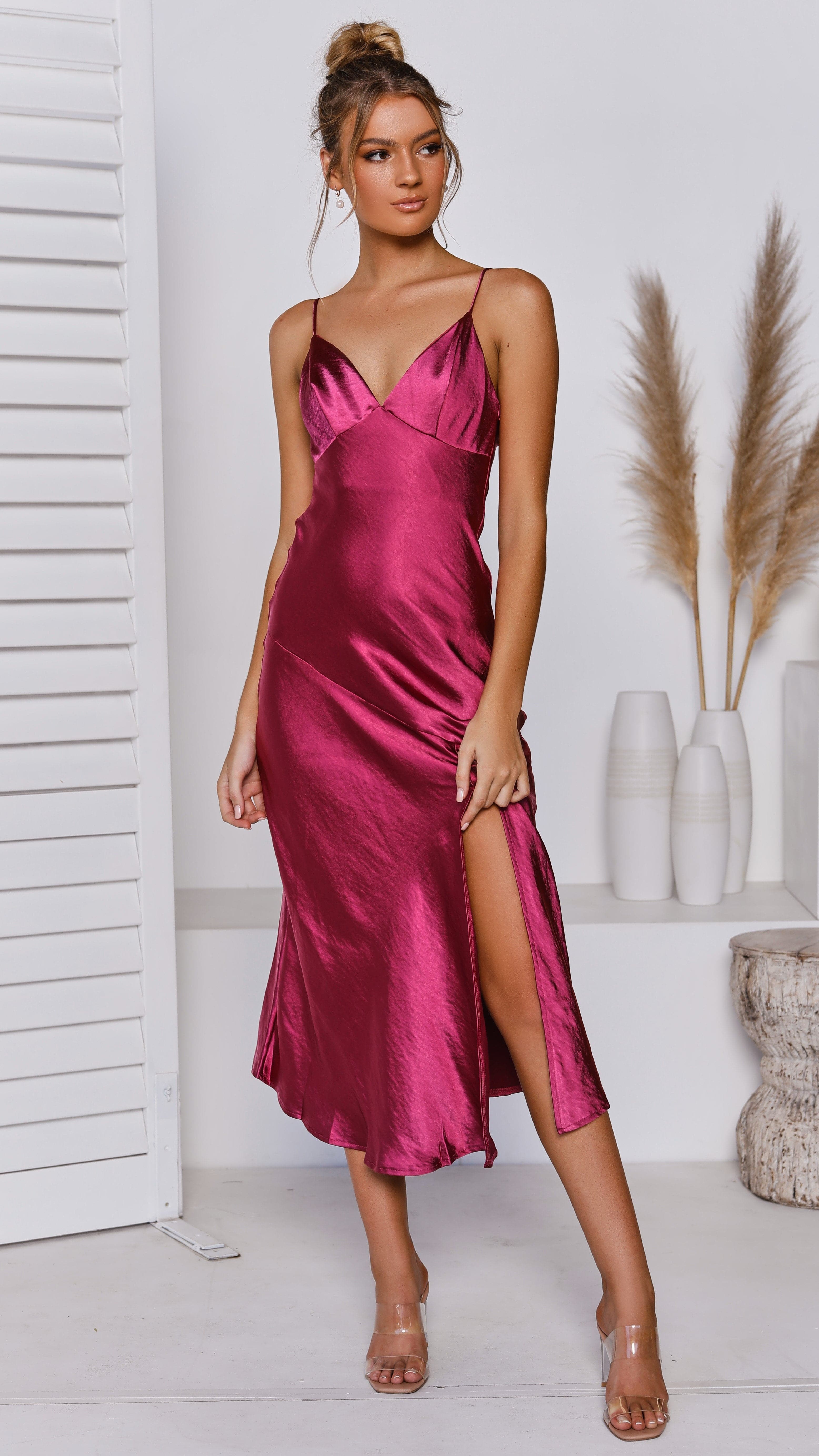 Josie Midi Dress - Fuchsia