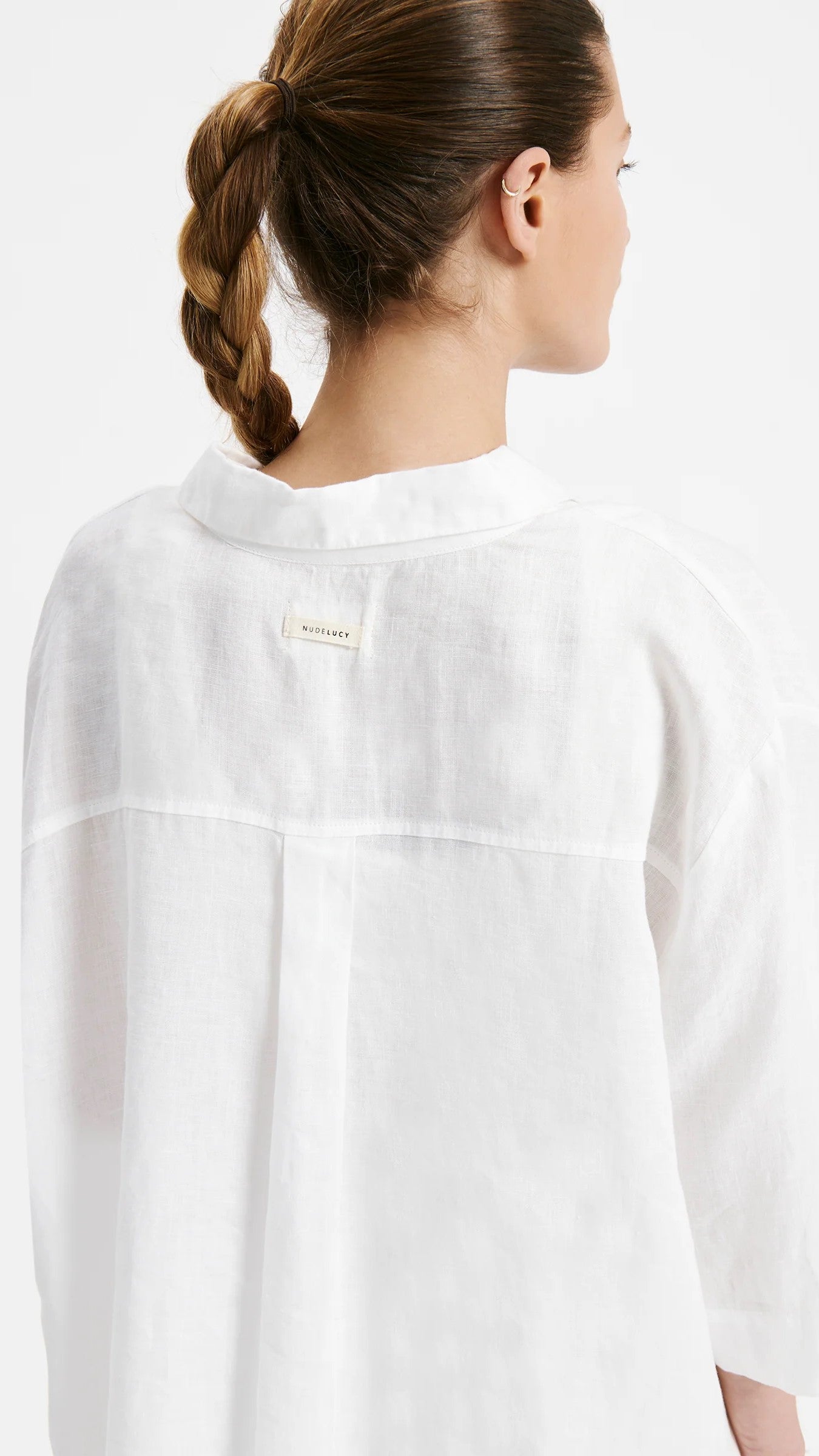 Lounge Linen Longline Shirt - White