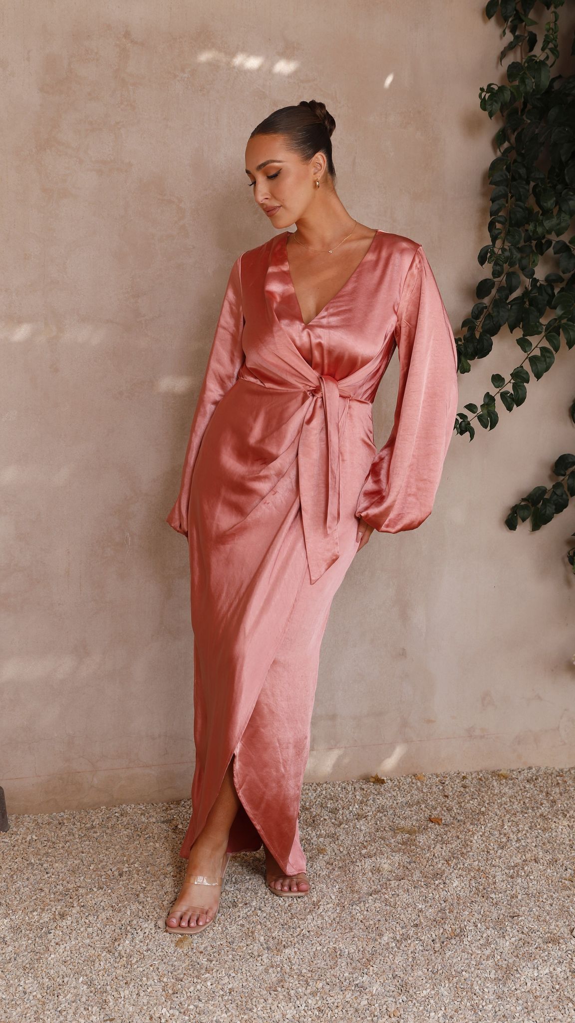 Naomi Long Sleeve Maxi Dress - Baked Rose