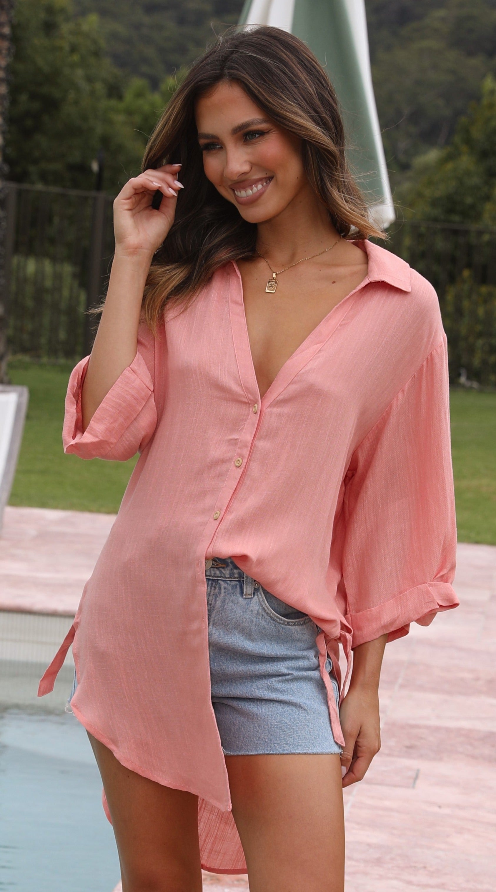 Vesper Long Sleeve Top - Coral