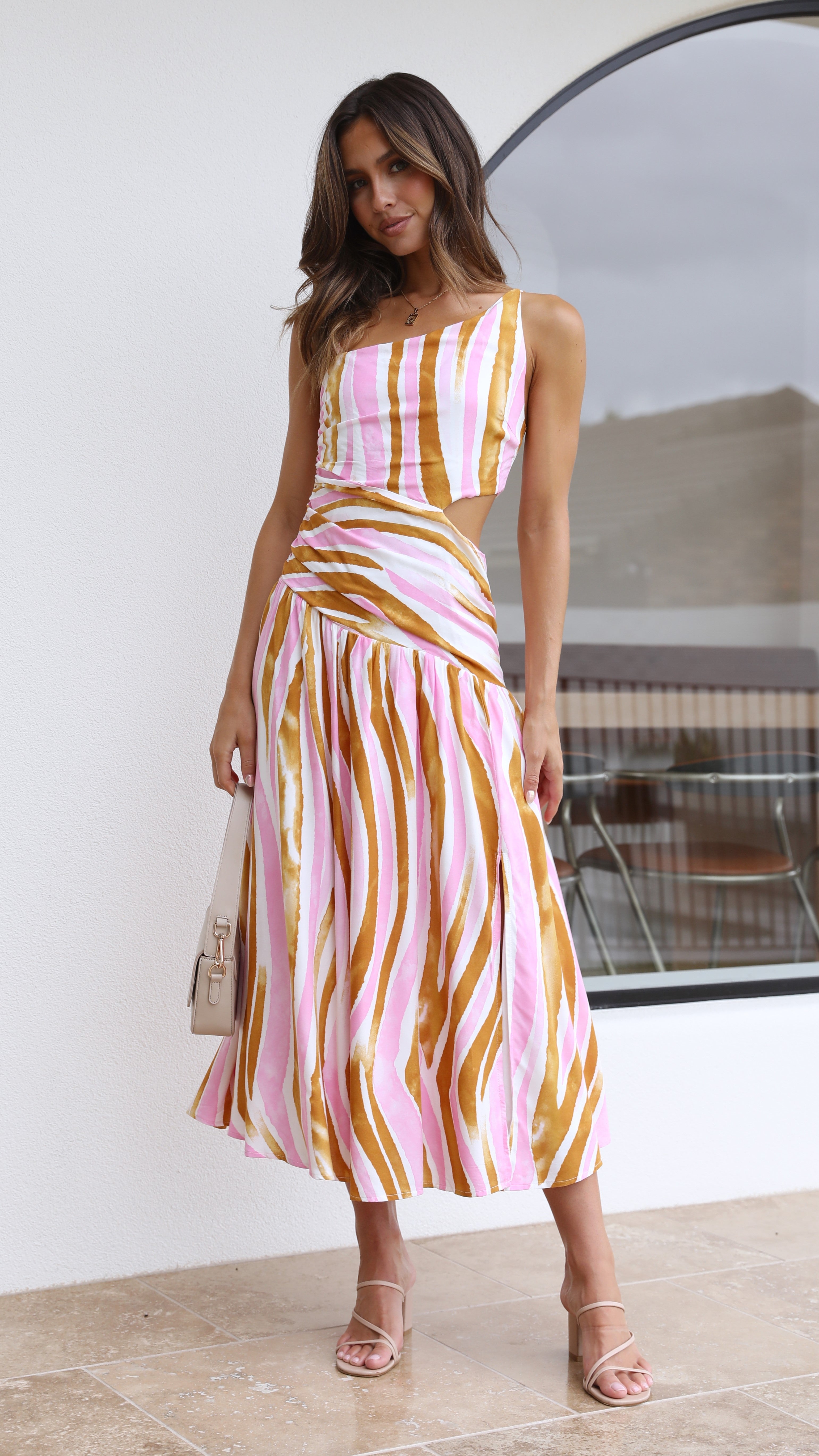 Margarita Maxi Dress - Pink/Brown