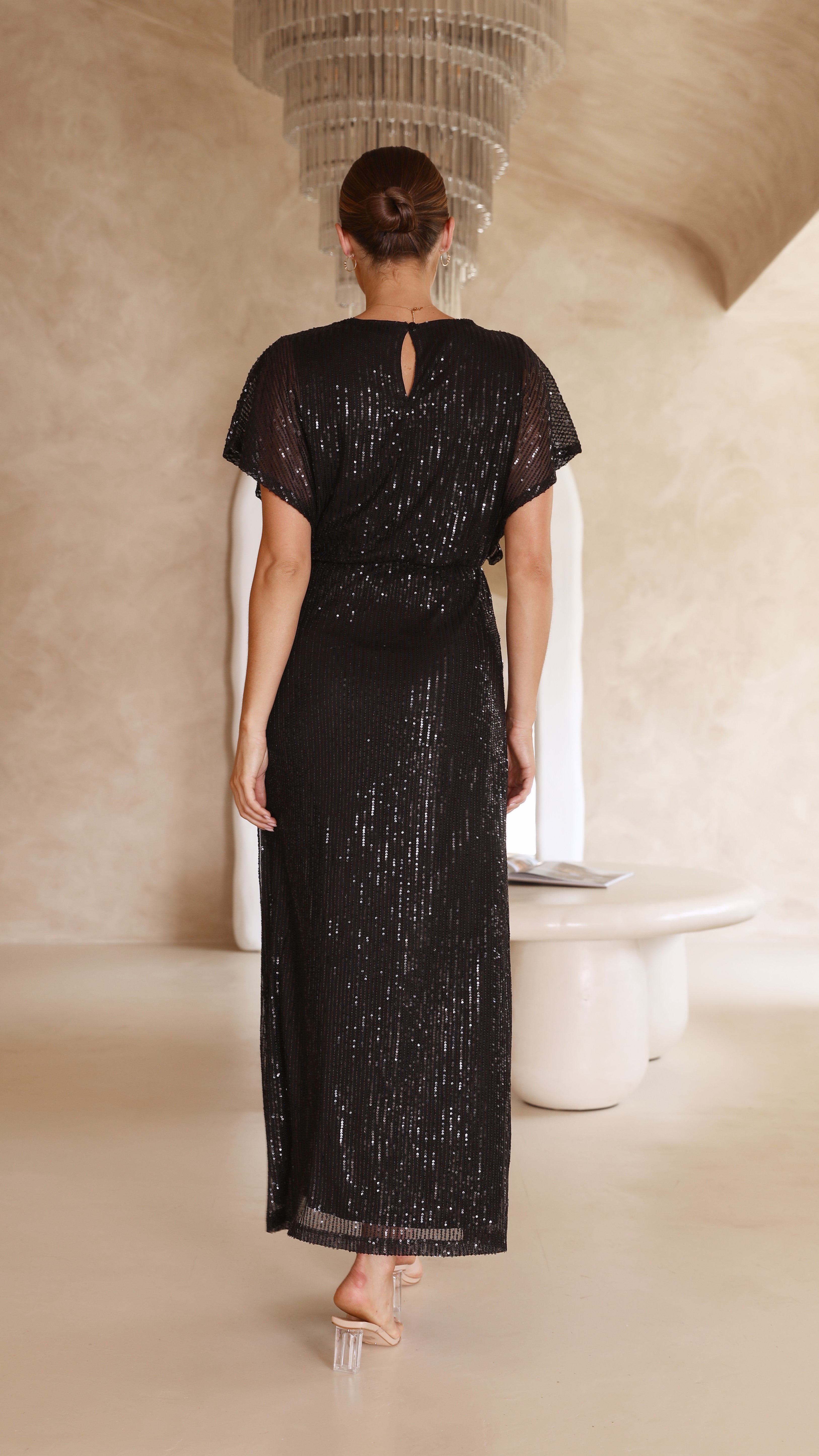 Bowie Maxi Dress - Black Sequin