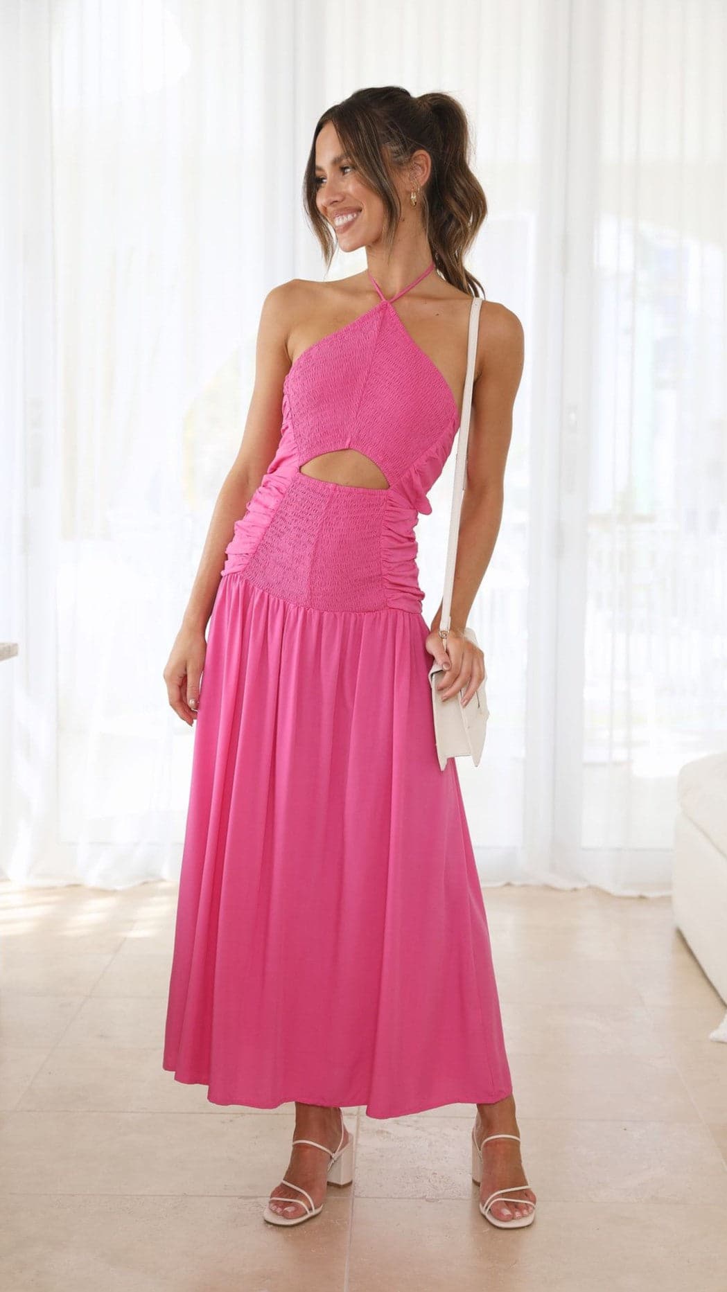 Leyah Midi Dress - Hot Pink