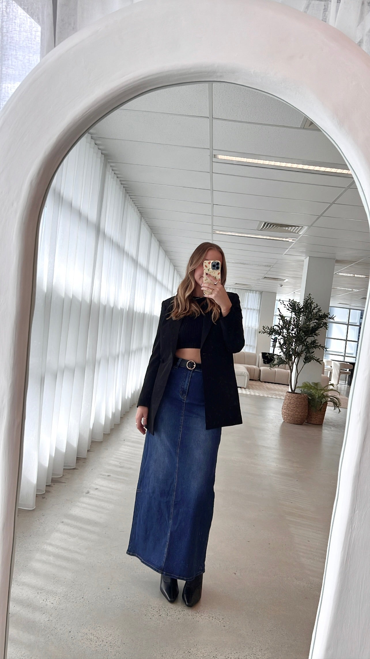 Rennie Denim Maxi Skirt - Mid Blue