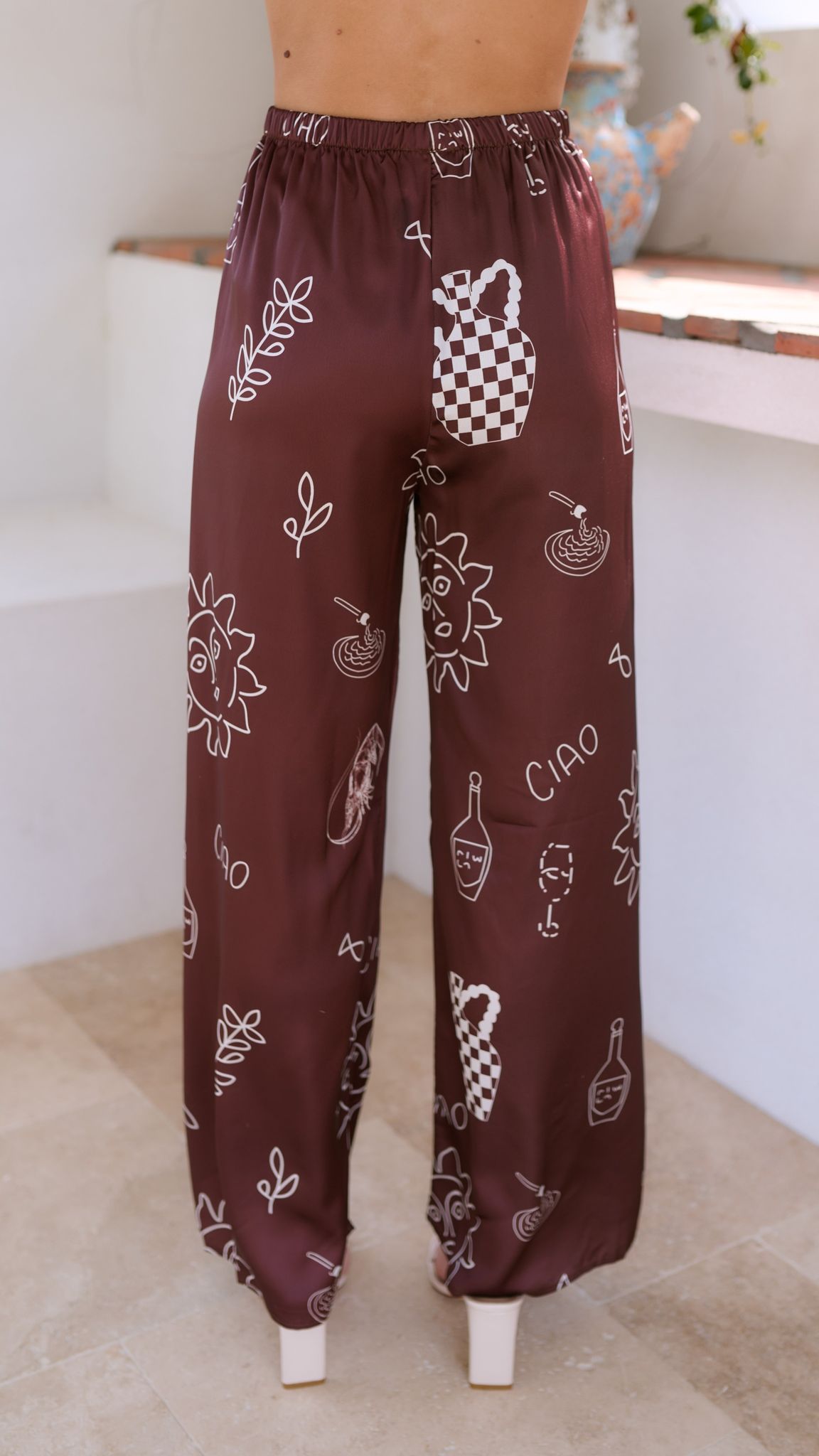 Bailie Shirt and Pants Set - Brown/White
