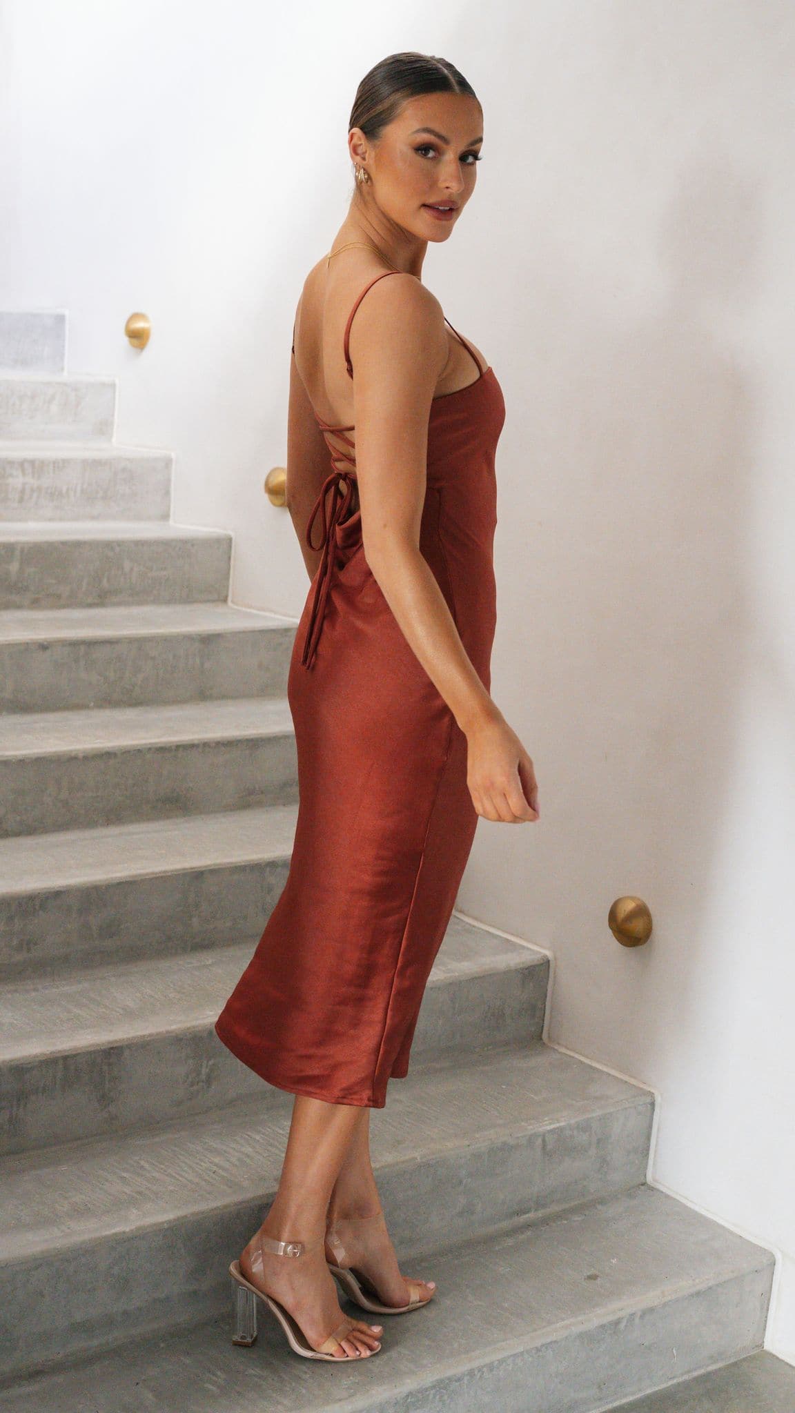 Keira Midi Dress - Rust