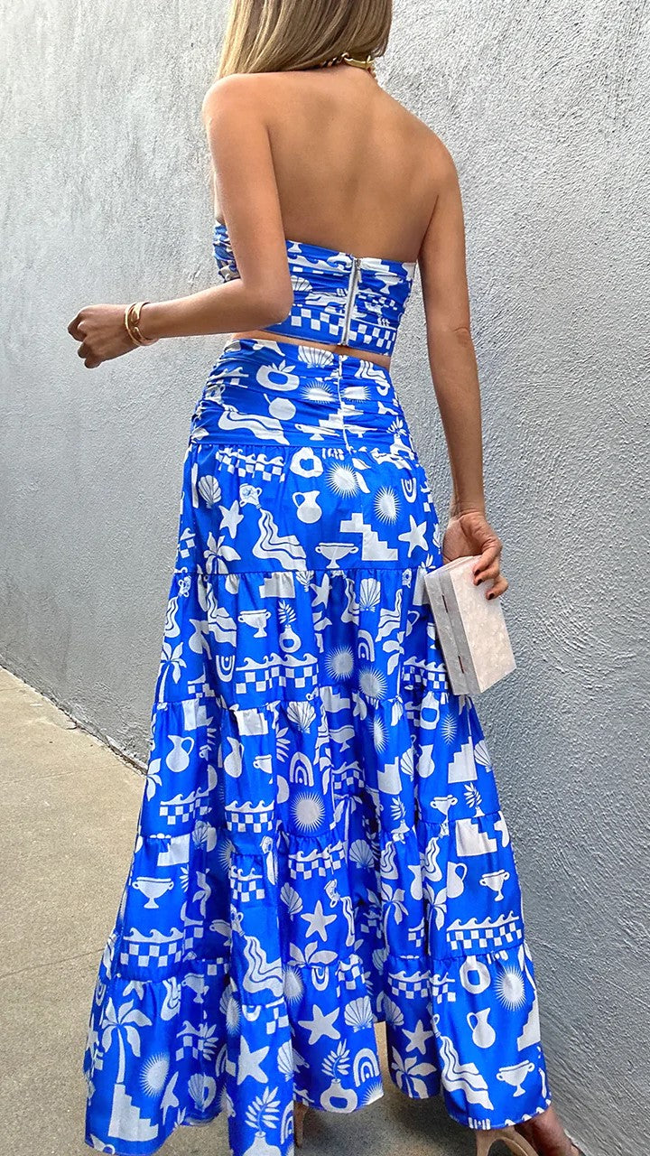 Cove Maxi Skirt - Blue Print