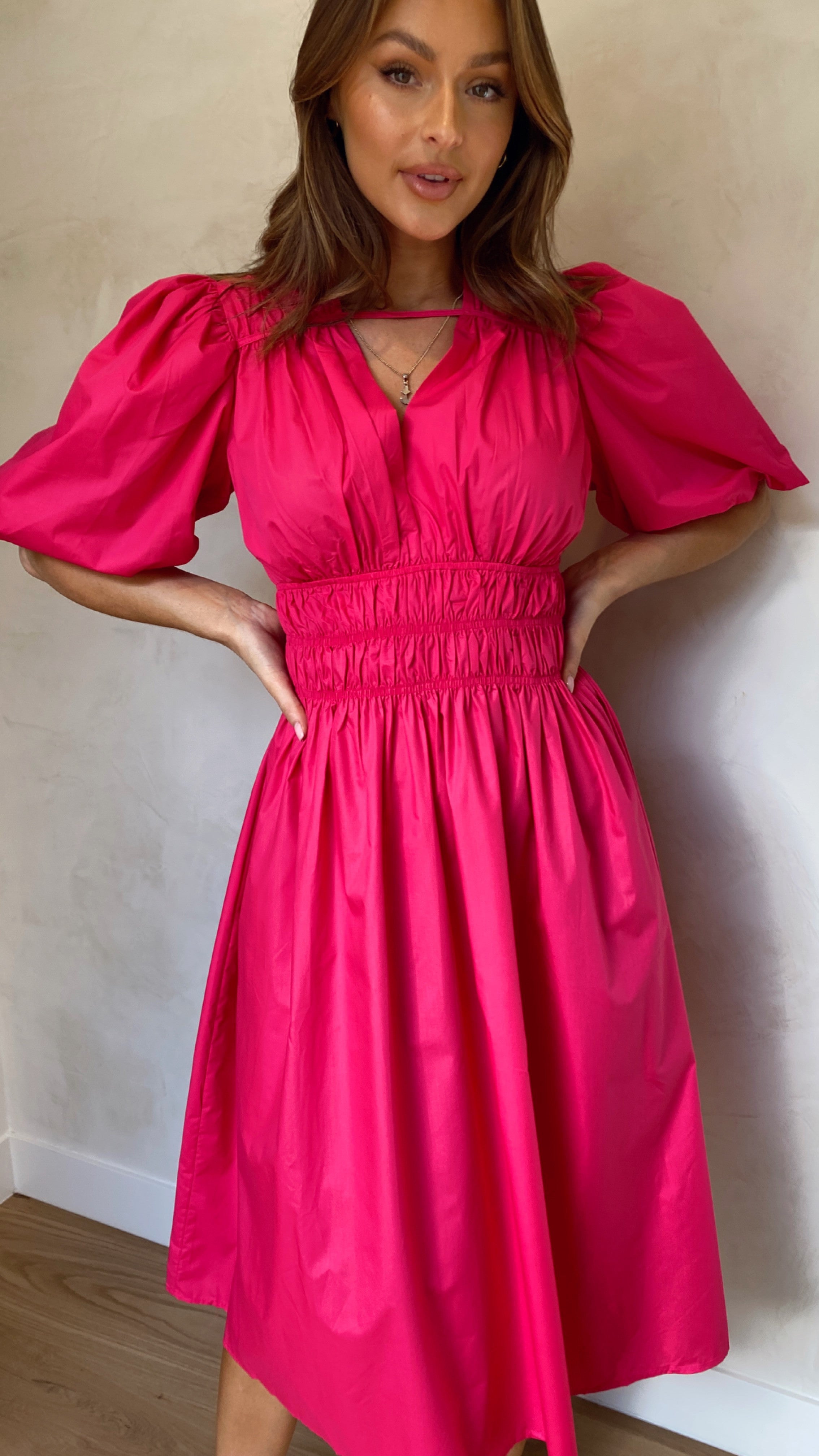 Jaymie Midi Dress - Hot Pink
