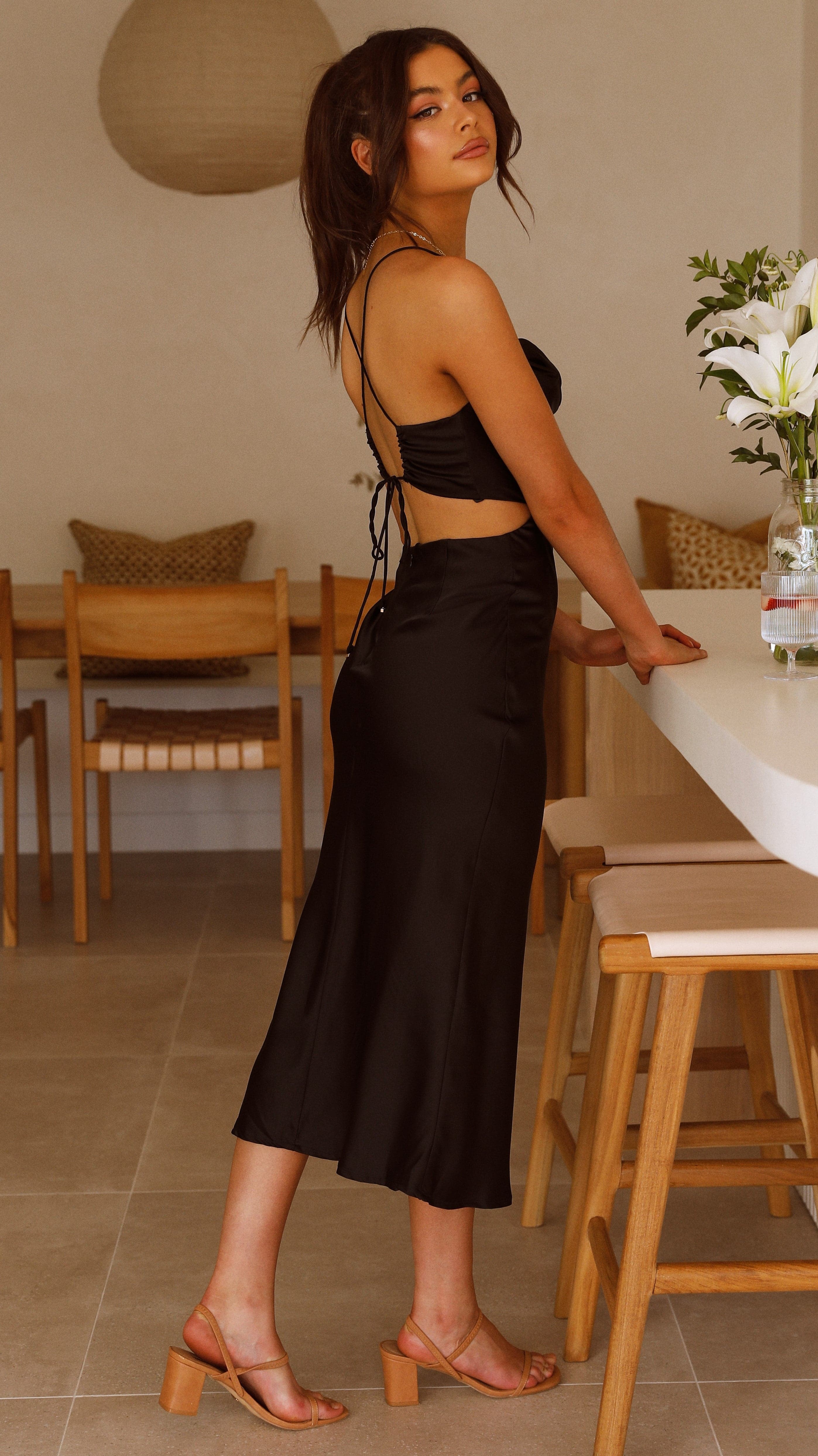 Charis Slip Dress - Black