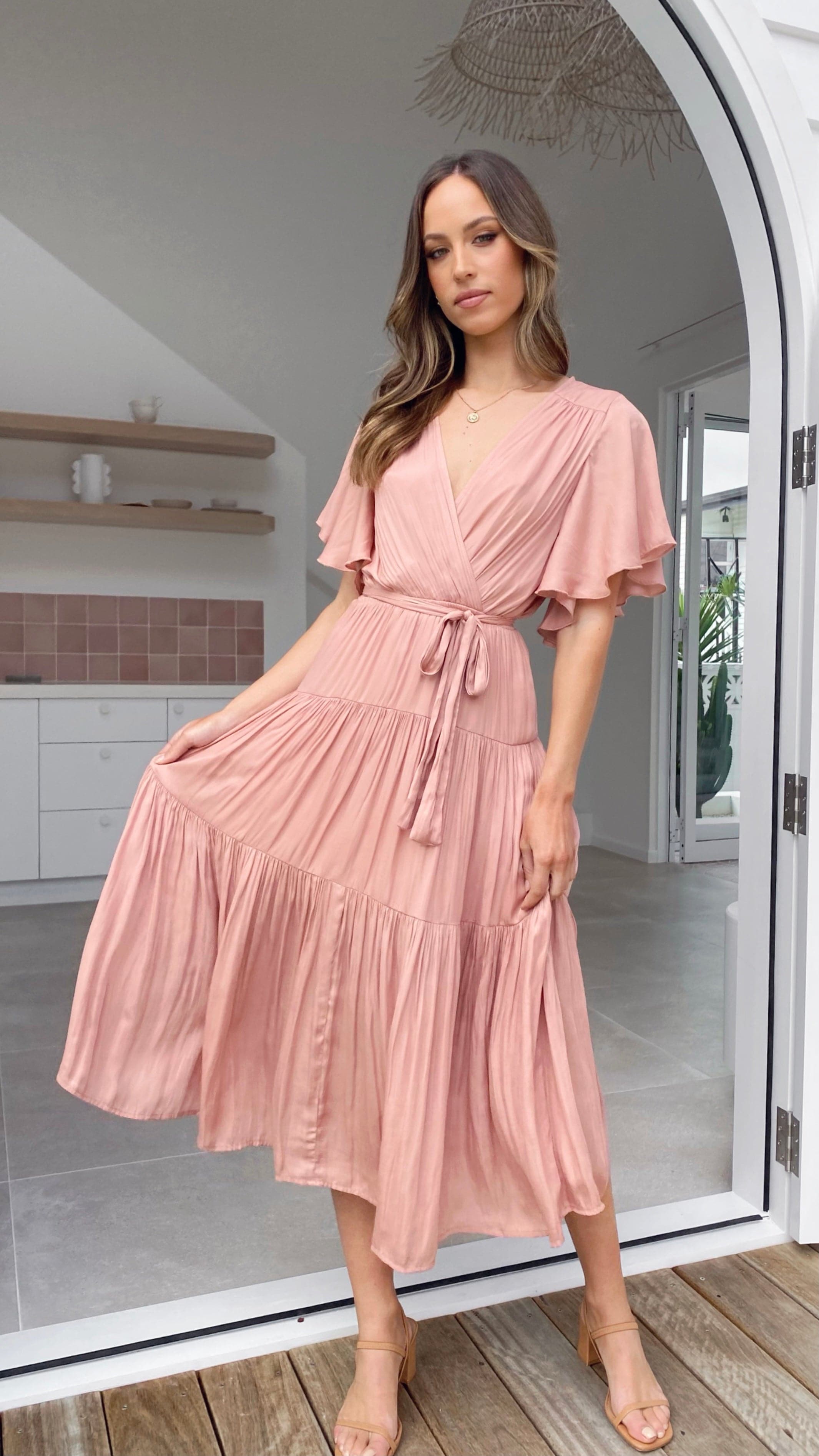 Dakota Midi Dress - Salmon