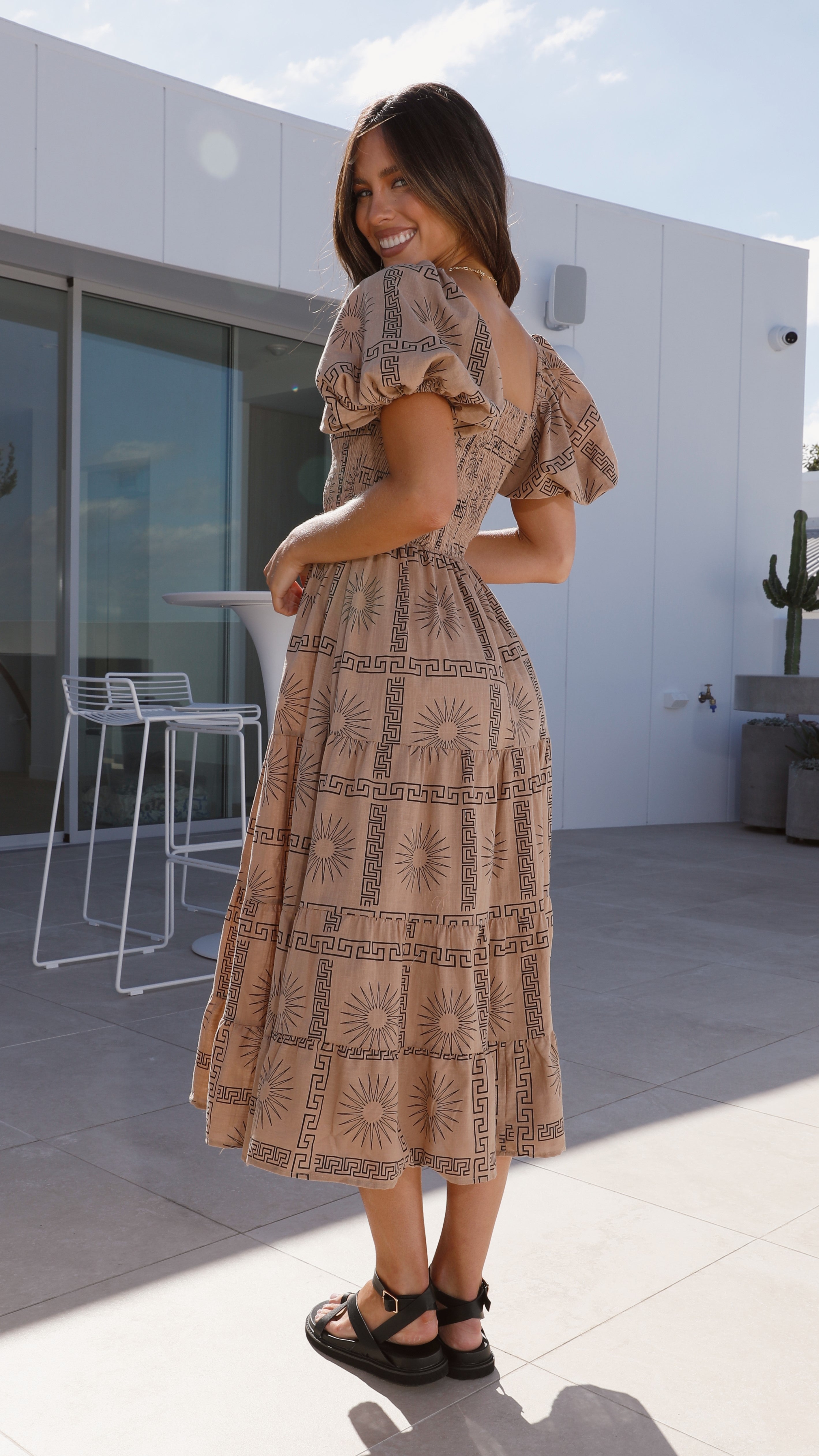 Erica Maxi Dress - Tan/Black
