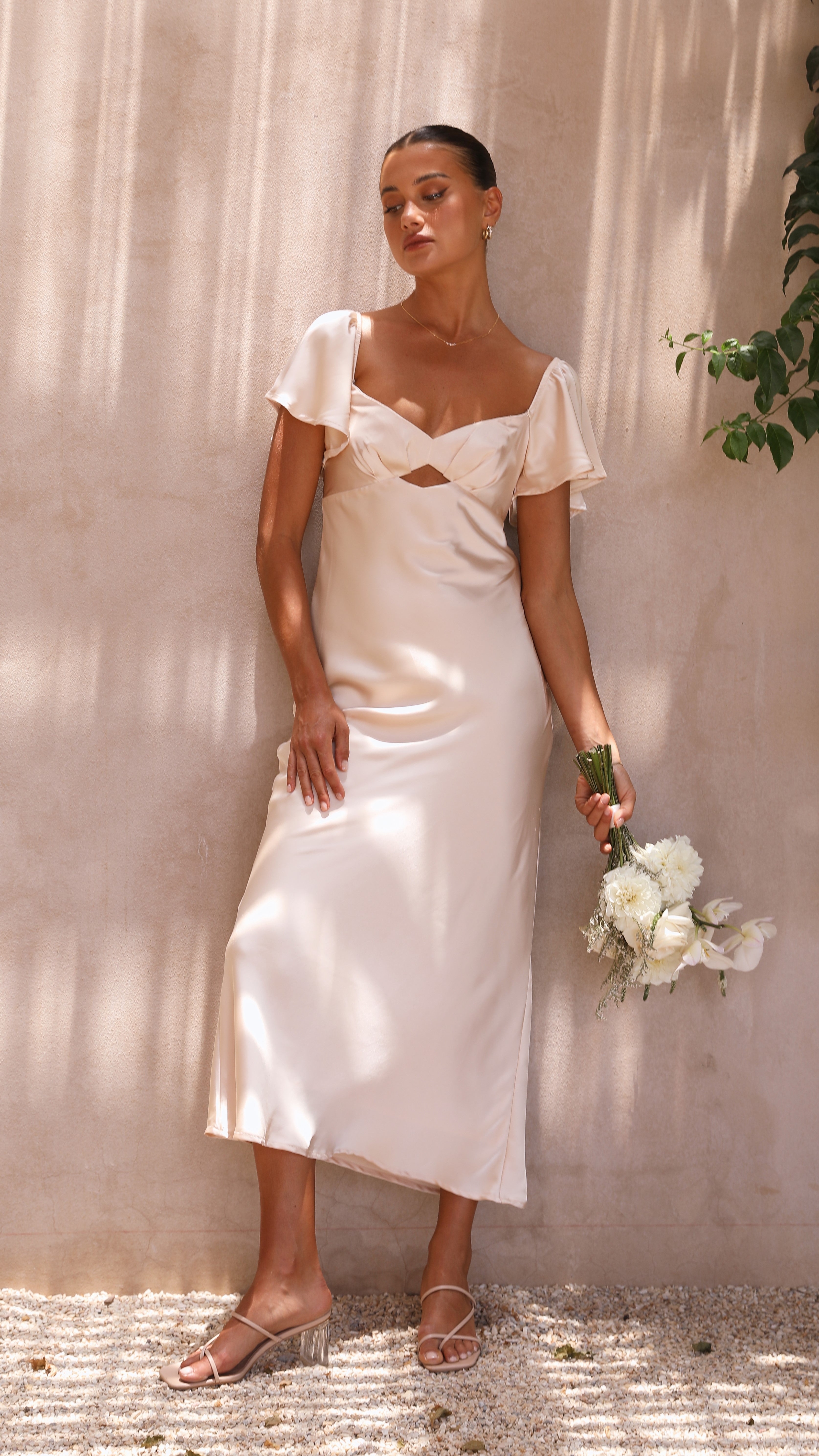 Carmen Midi Dress - Champagne