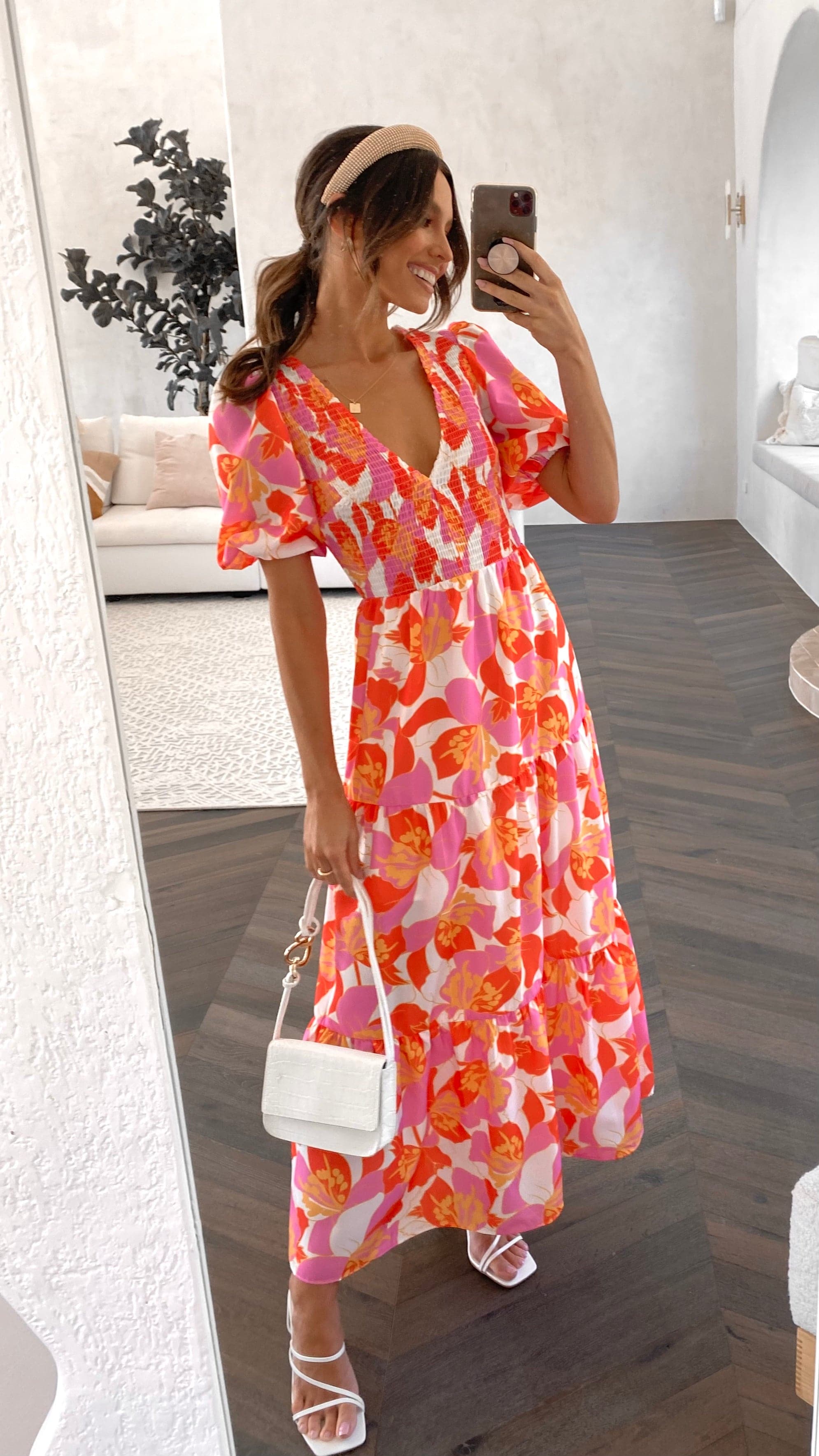 Abbie Maxi Dress - Orange Floral