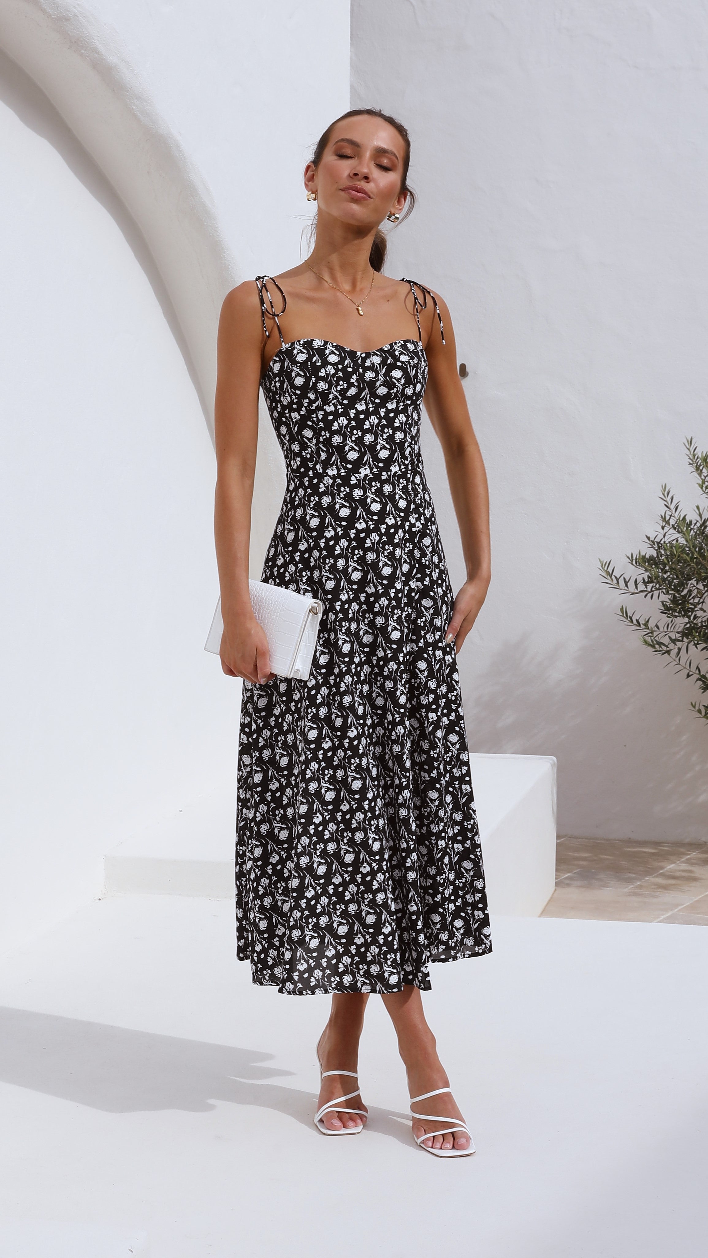 Kerstie Midi Dress - Black Floral