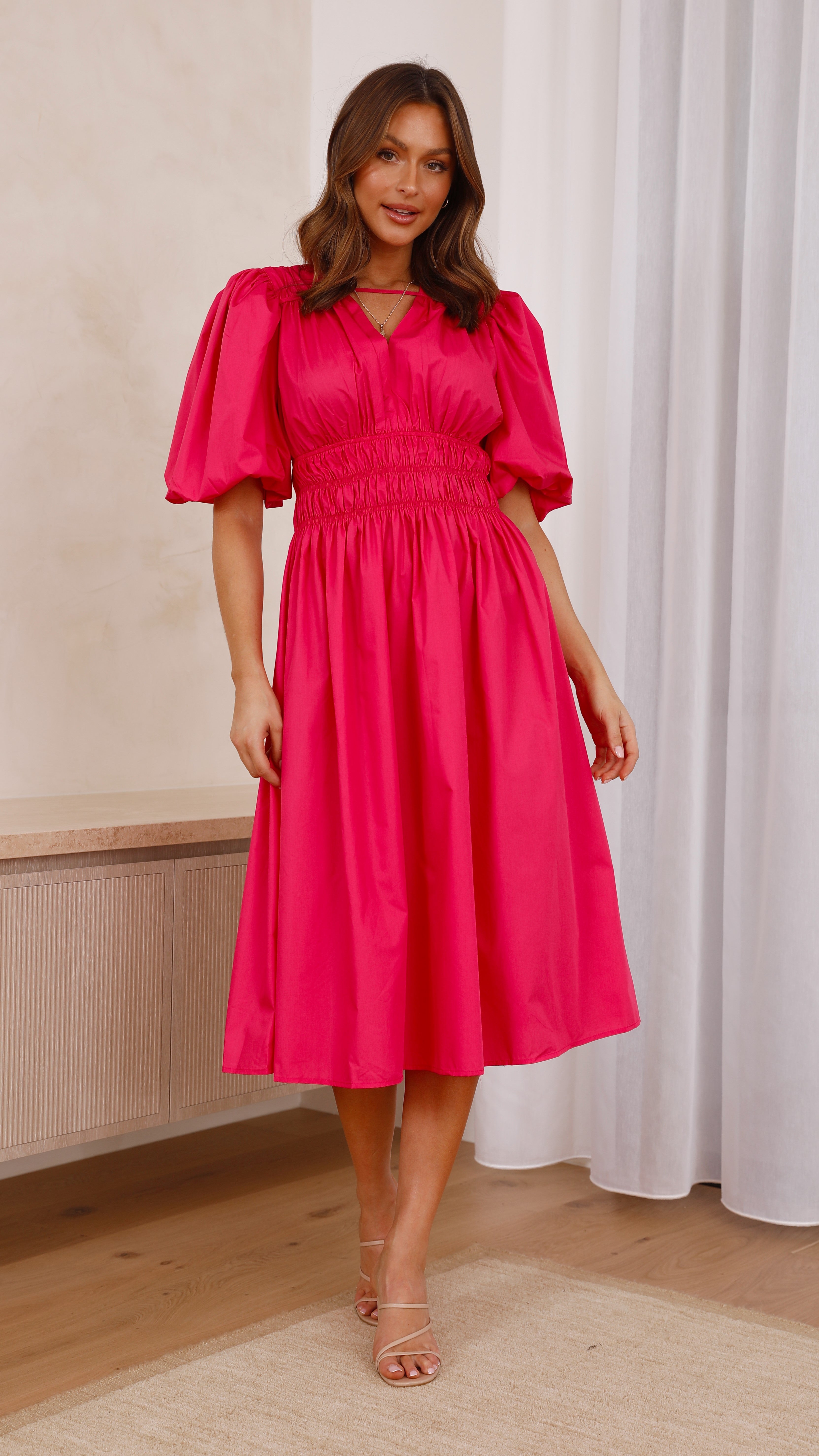 Jaymie Midi Dress - Hot Pink