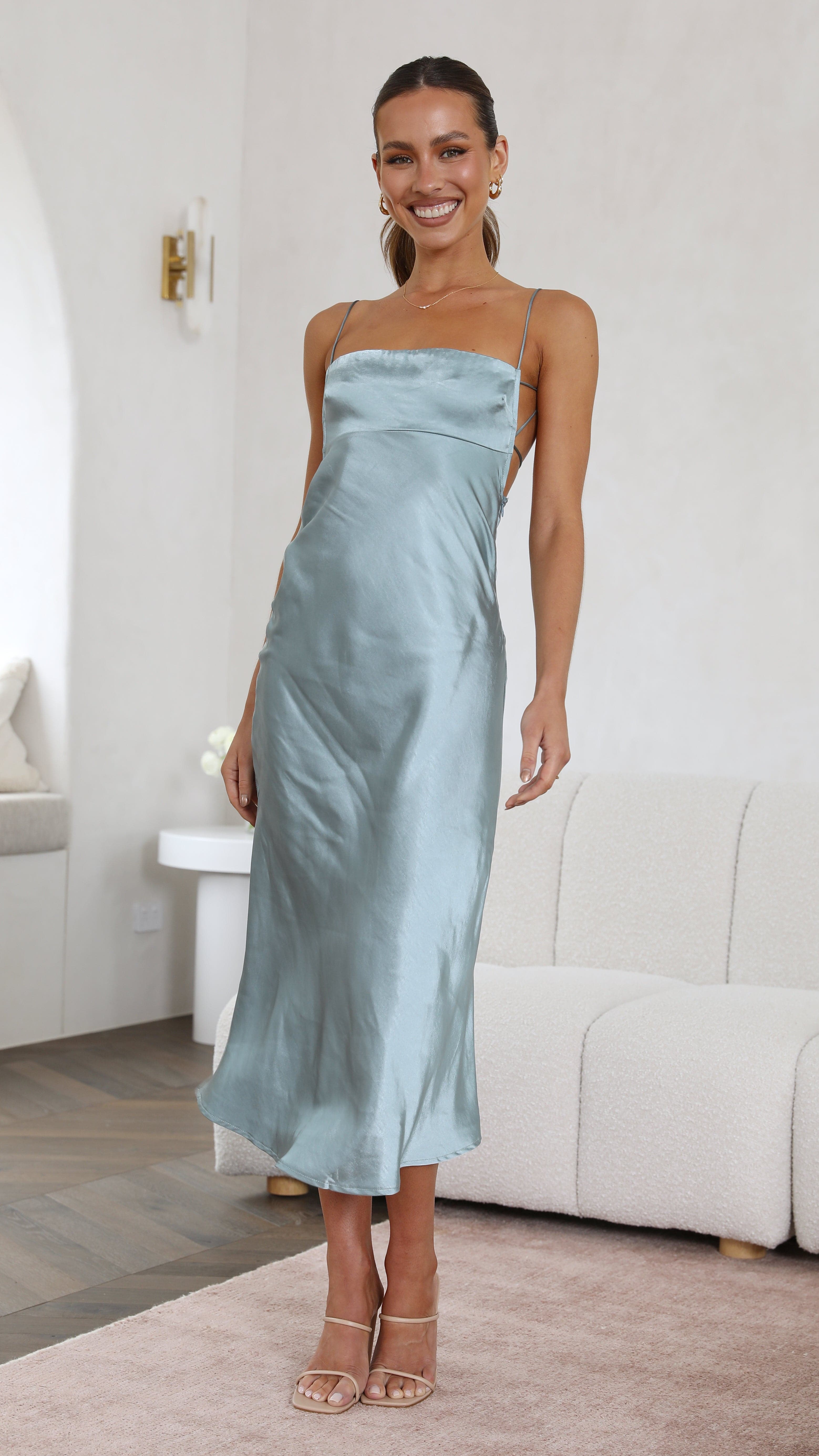 Saskia Midi Dress - Steel Blue