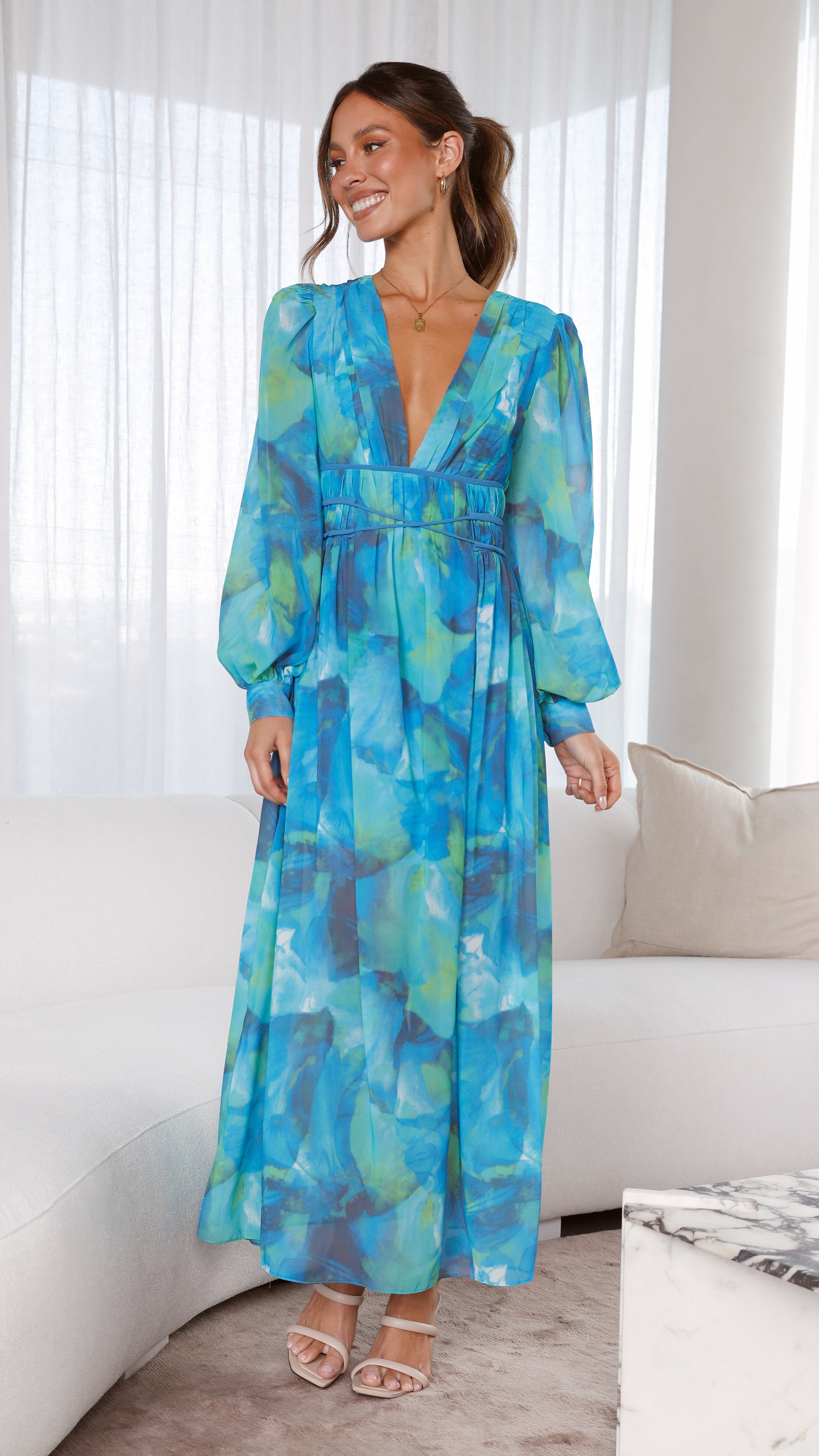 Kayla Maxi Dress - Blue Floral