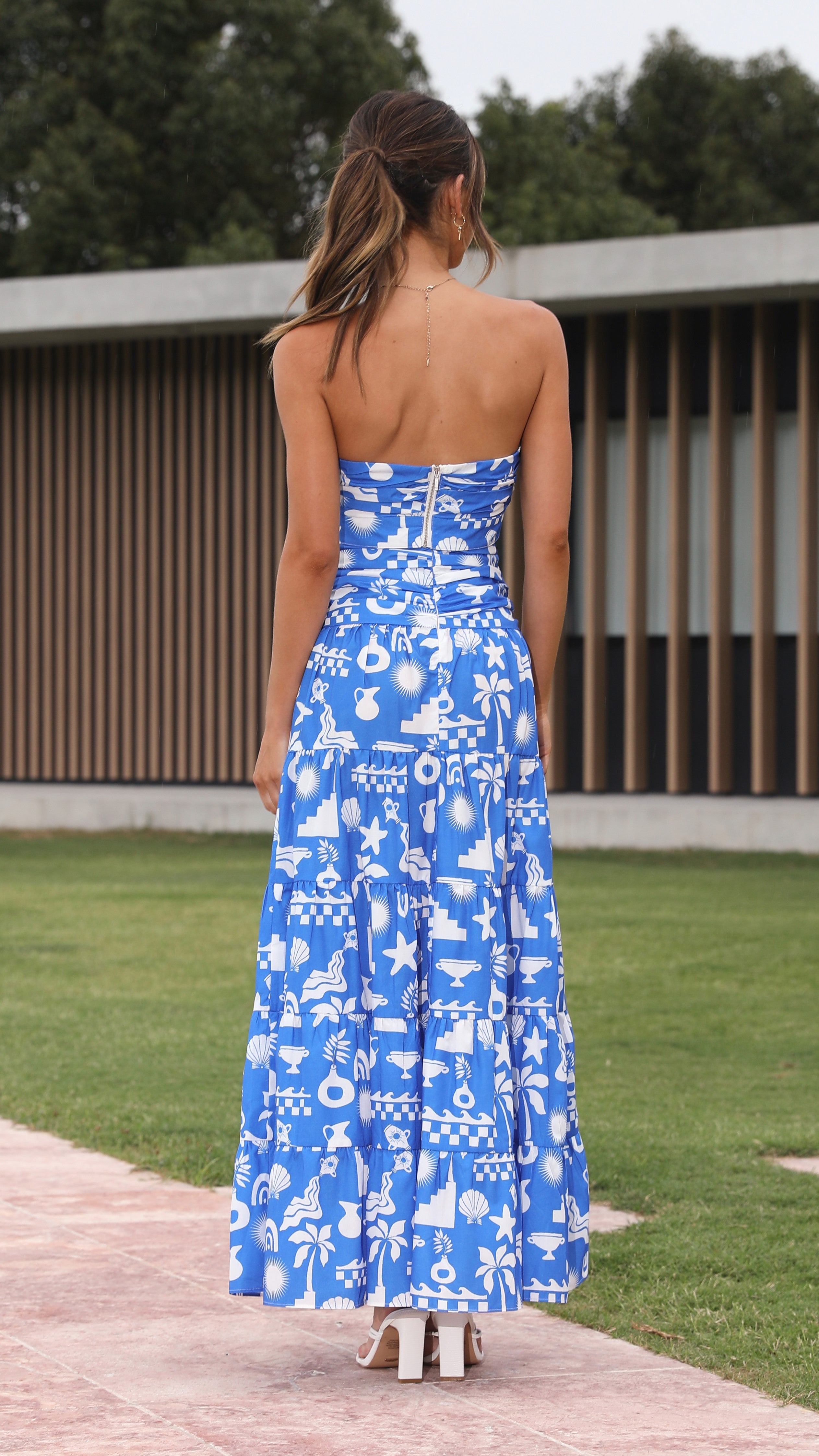 Cove Maxi Skirt - Blue Print