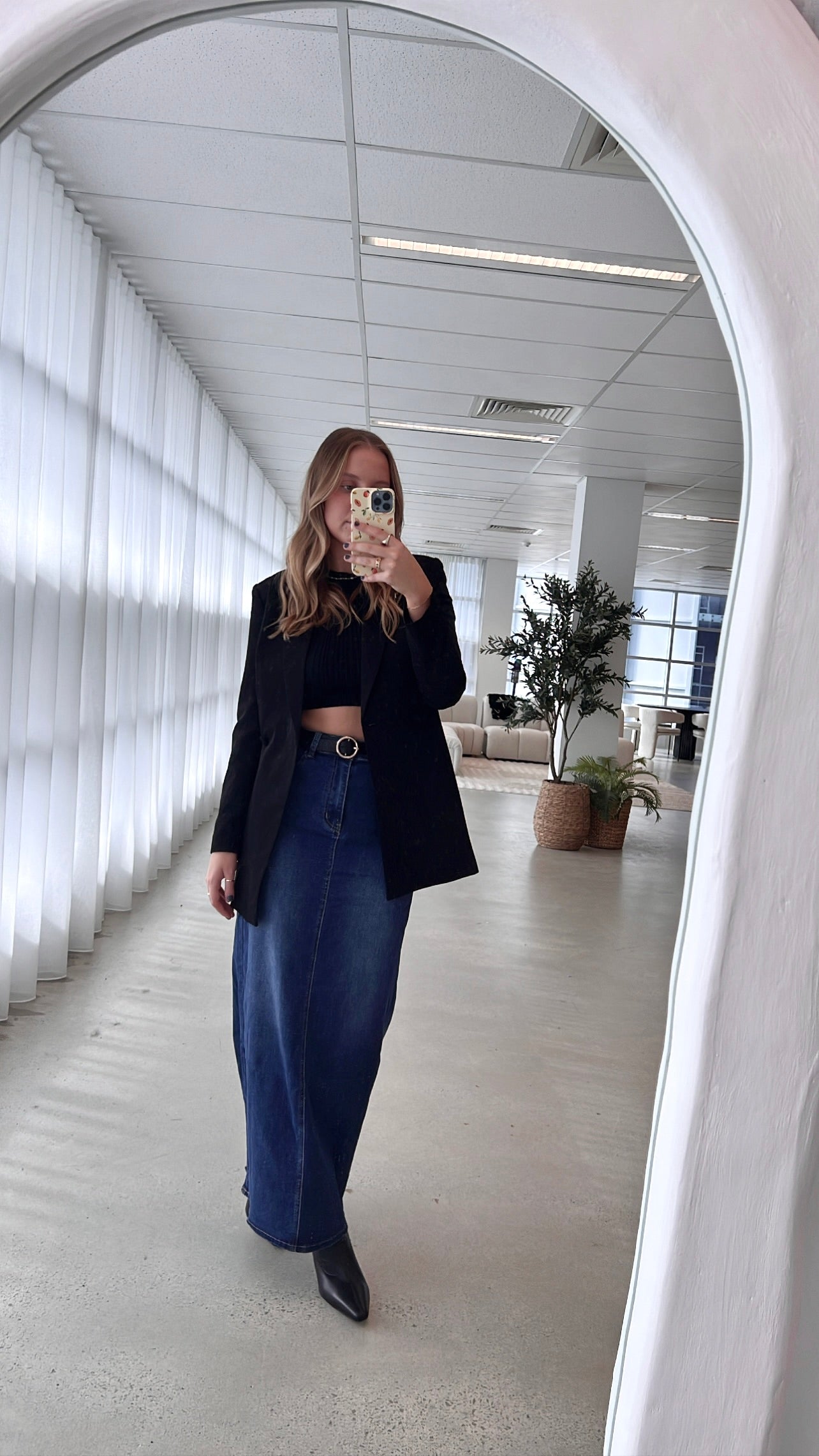 Rennie Denim Maxi Skirt - Mid Blue