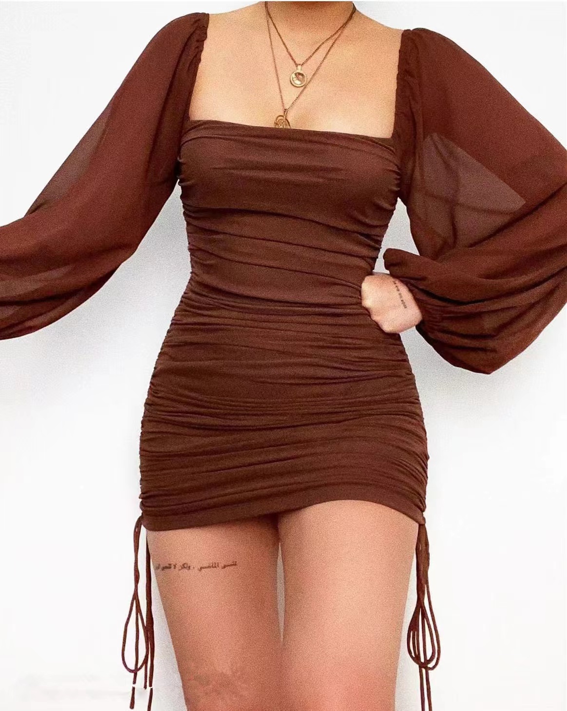 Elevated Puff Sleeve Ruched Mini Dress