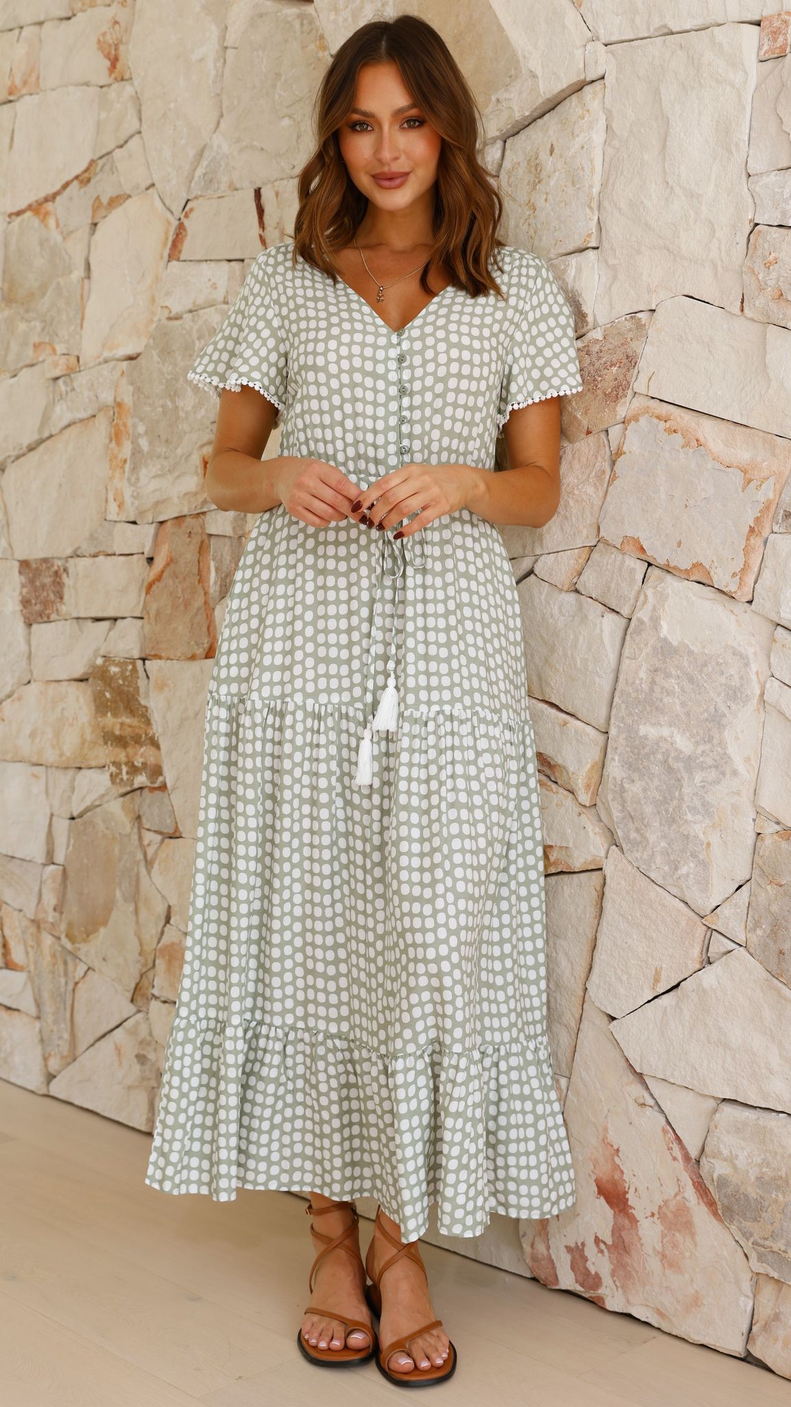 Mandi Maxi Dress - Sage Print