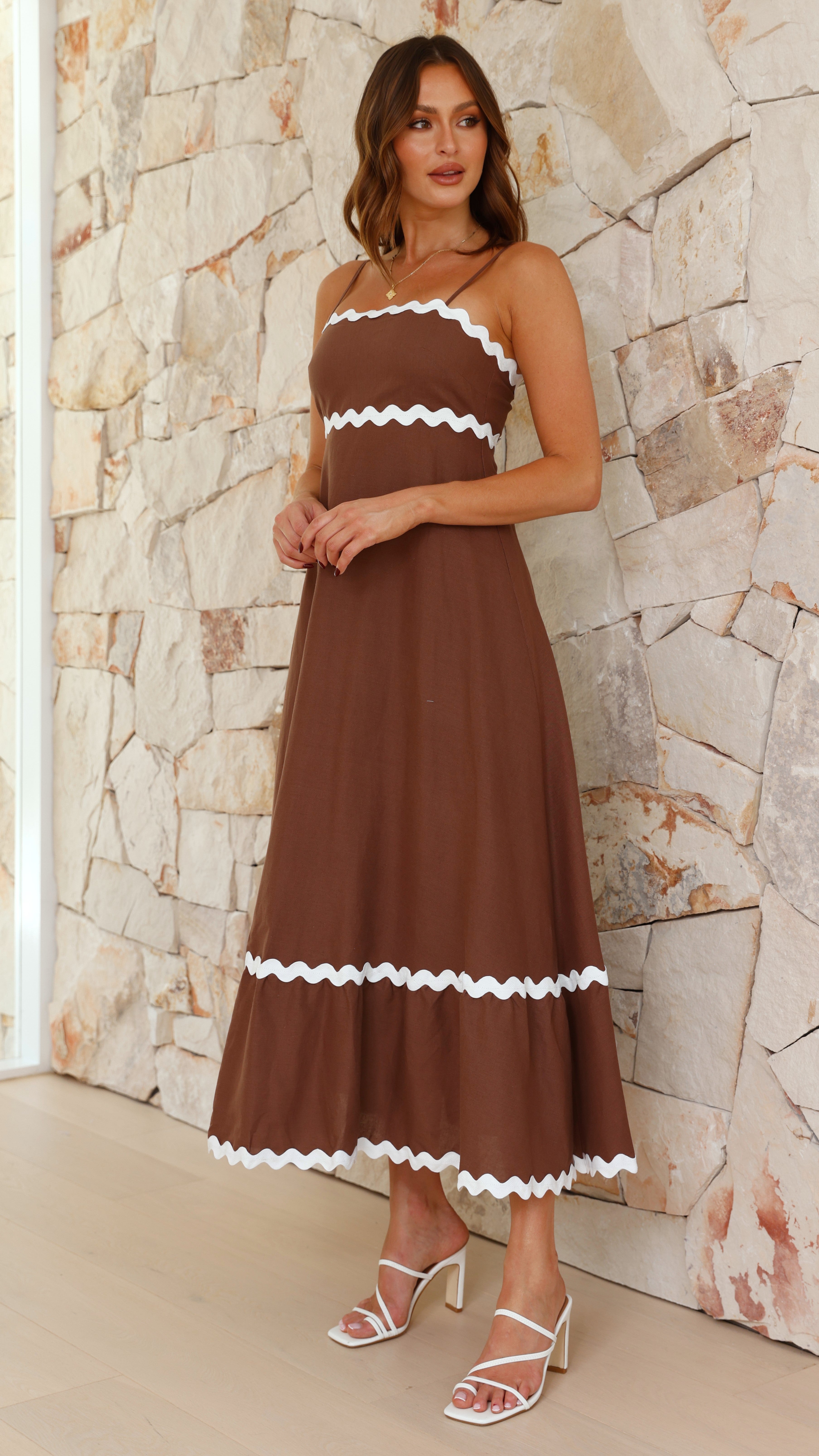 Brodey Midi Dress - Chocolate/White