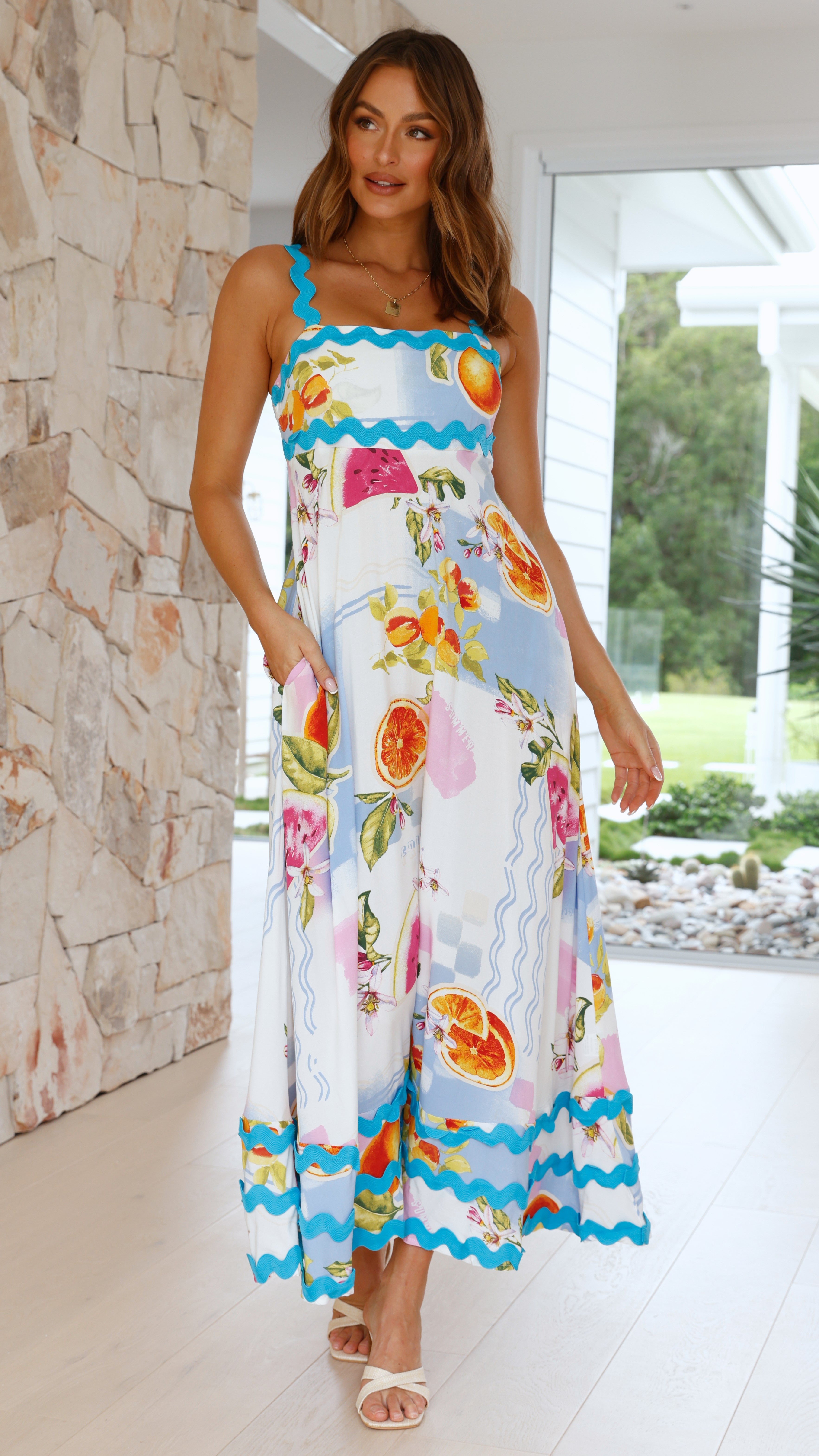 Eaton Maxi Dress - Fruit Print