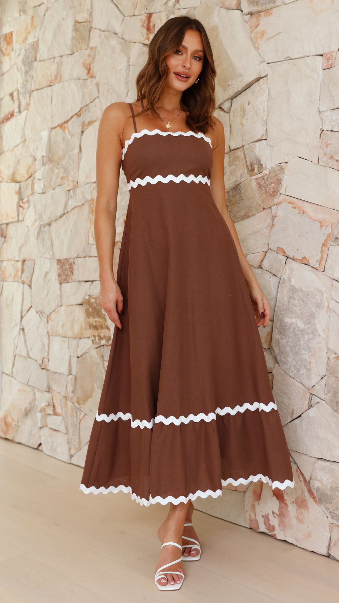 Brodey Midi Dress - Chocolate/White