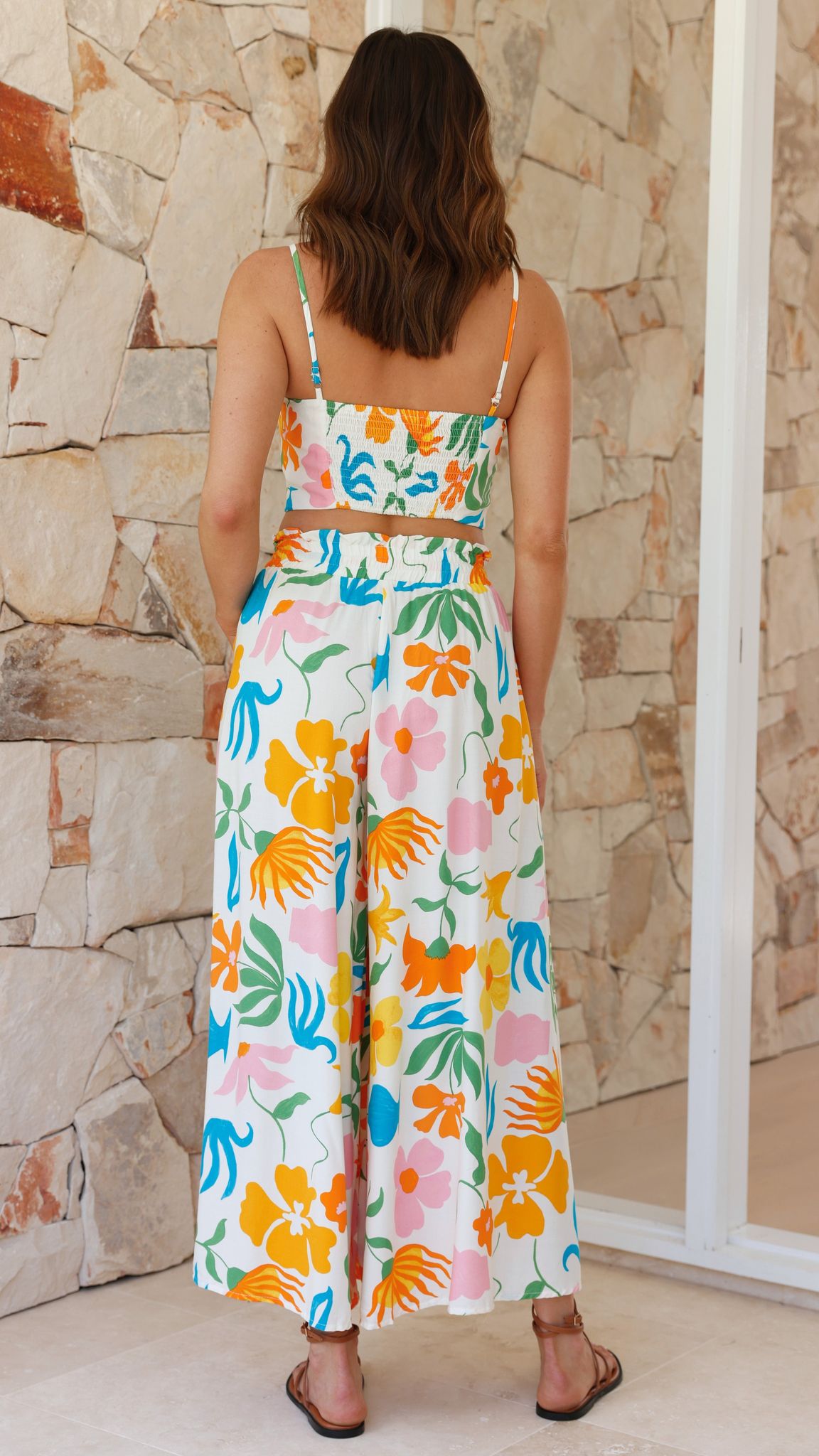 Joanie Top - Yellow / Blue Print