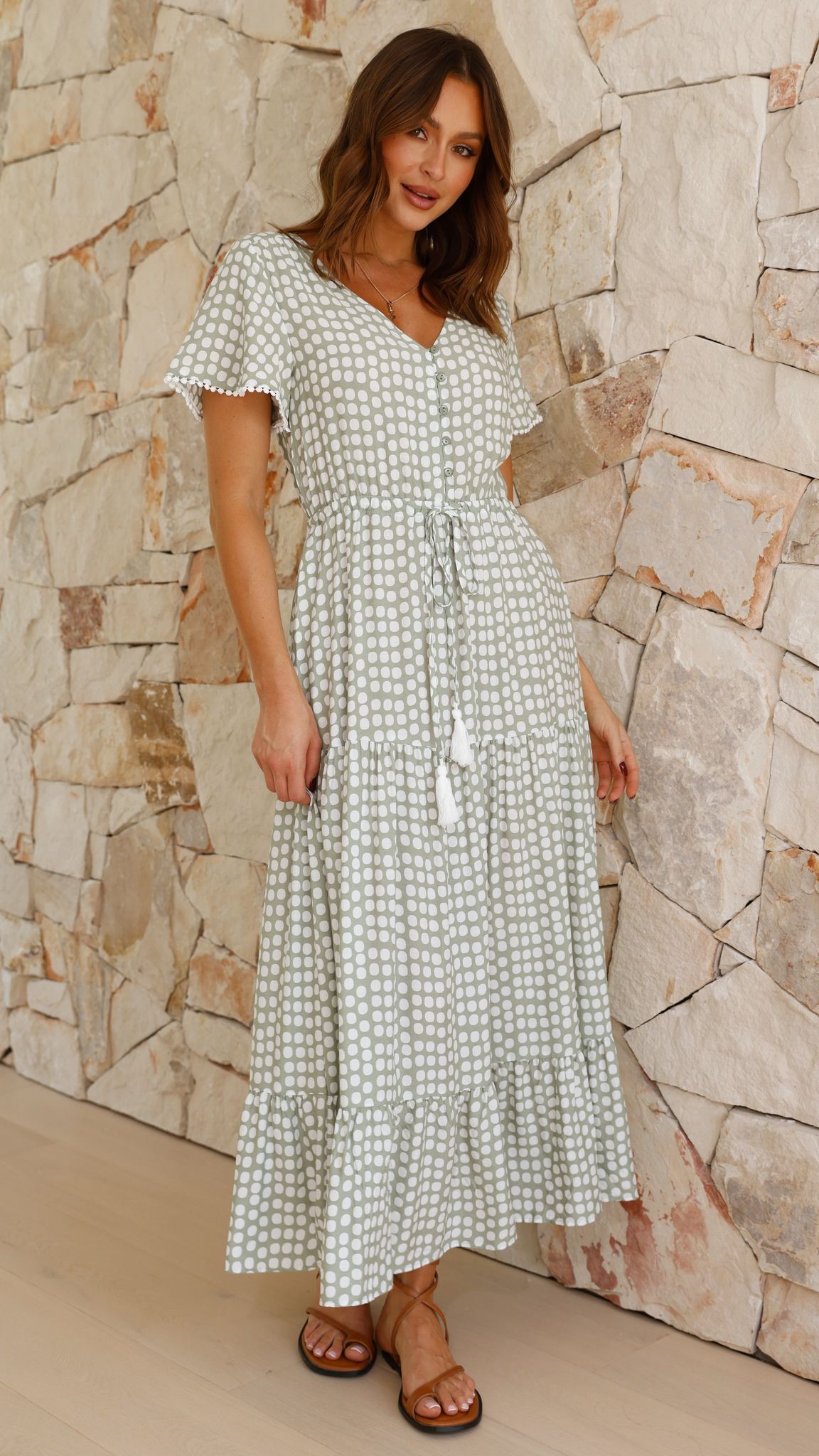 Mandi Maxi Dress - Sage Print