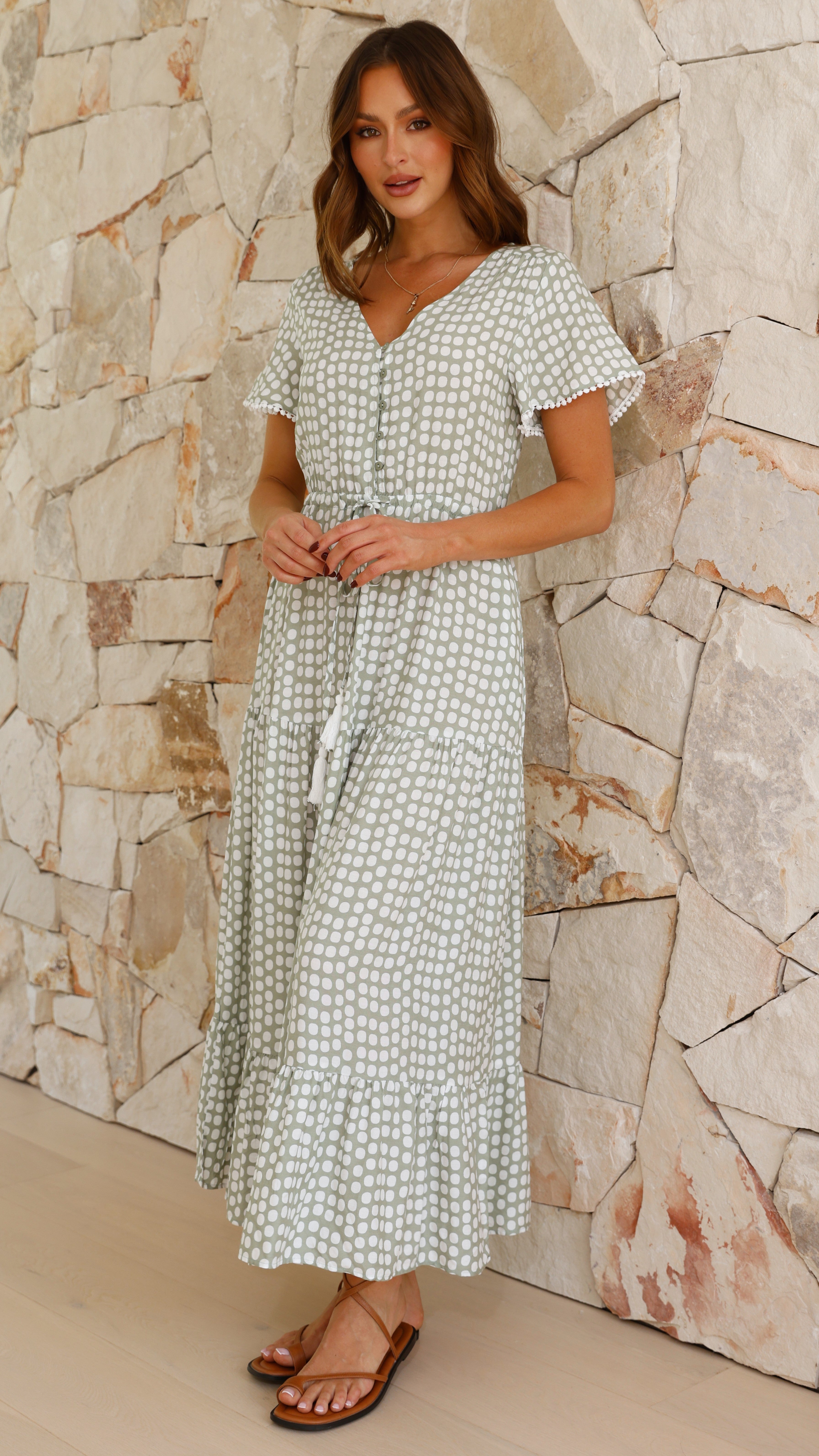 Mandi Maxi Dress - Sage Print