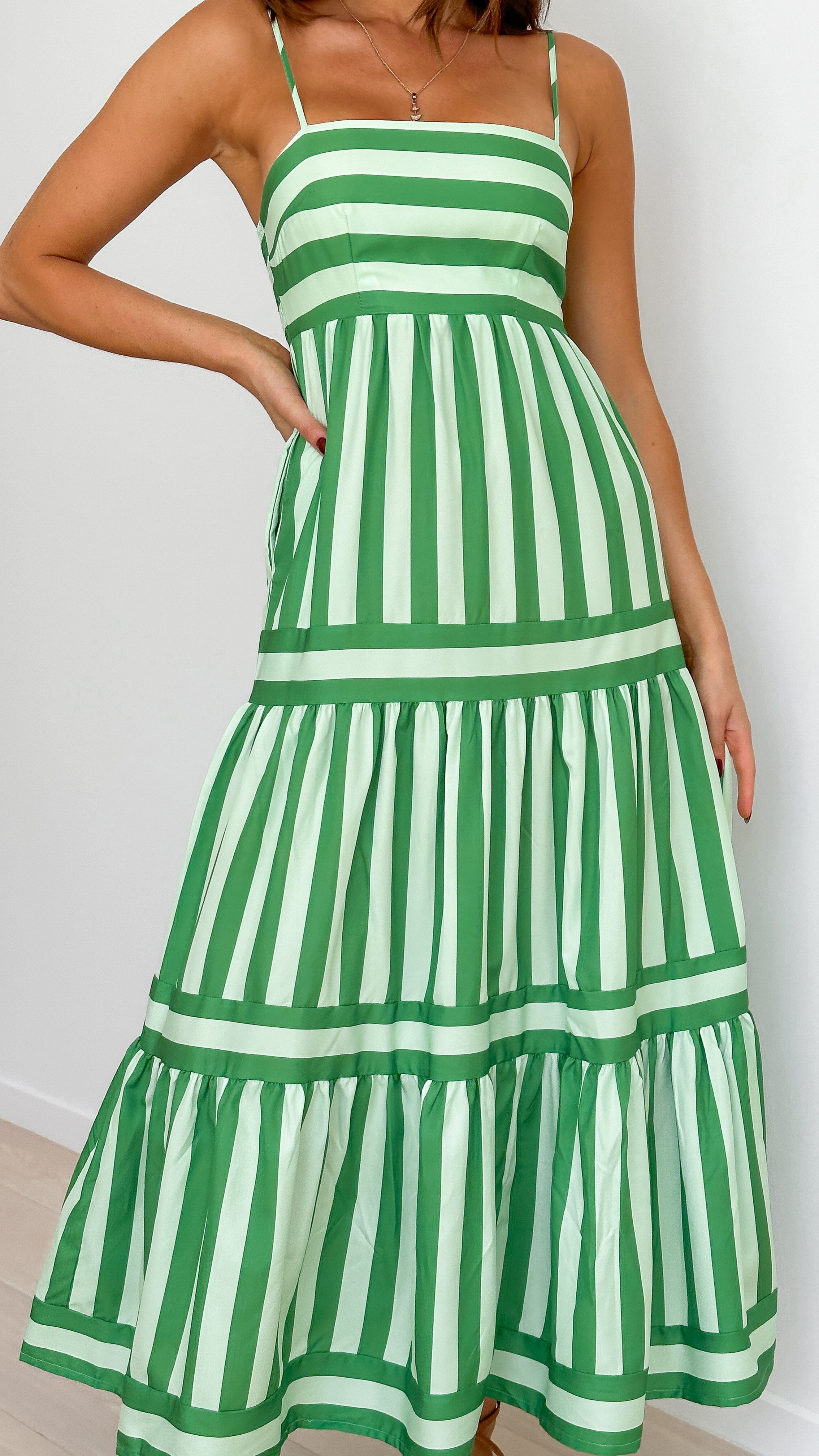 Terrah Maxi Dress - Green Stripe