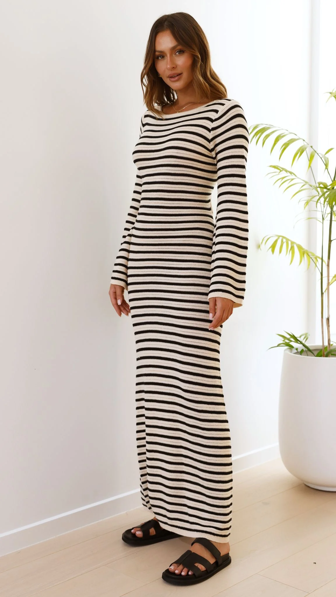 Cherie Knit Maxi Dress - Sand / Black