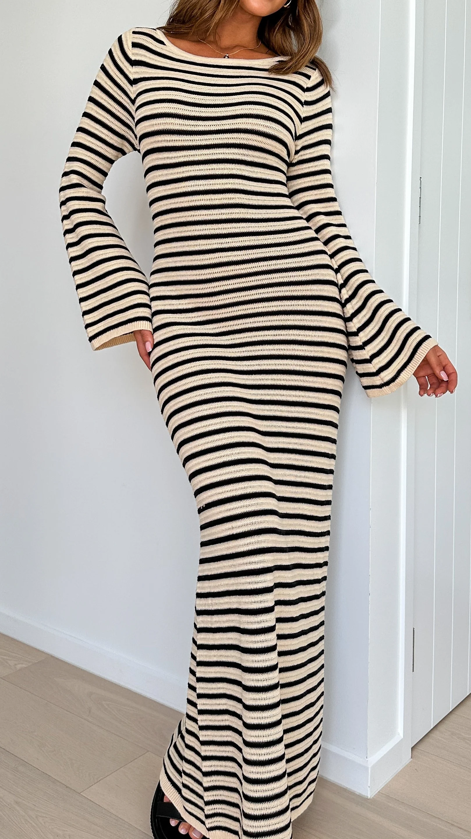 Cherie Knit Maxi Dress - Sand / Black