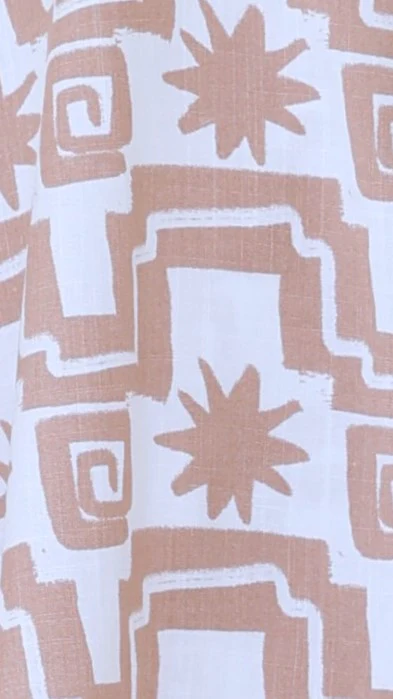 Ibiza V-Neck Maxi Dress - Beige Print