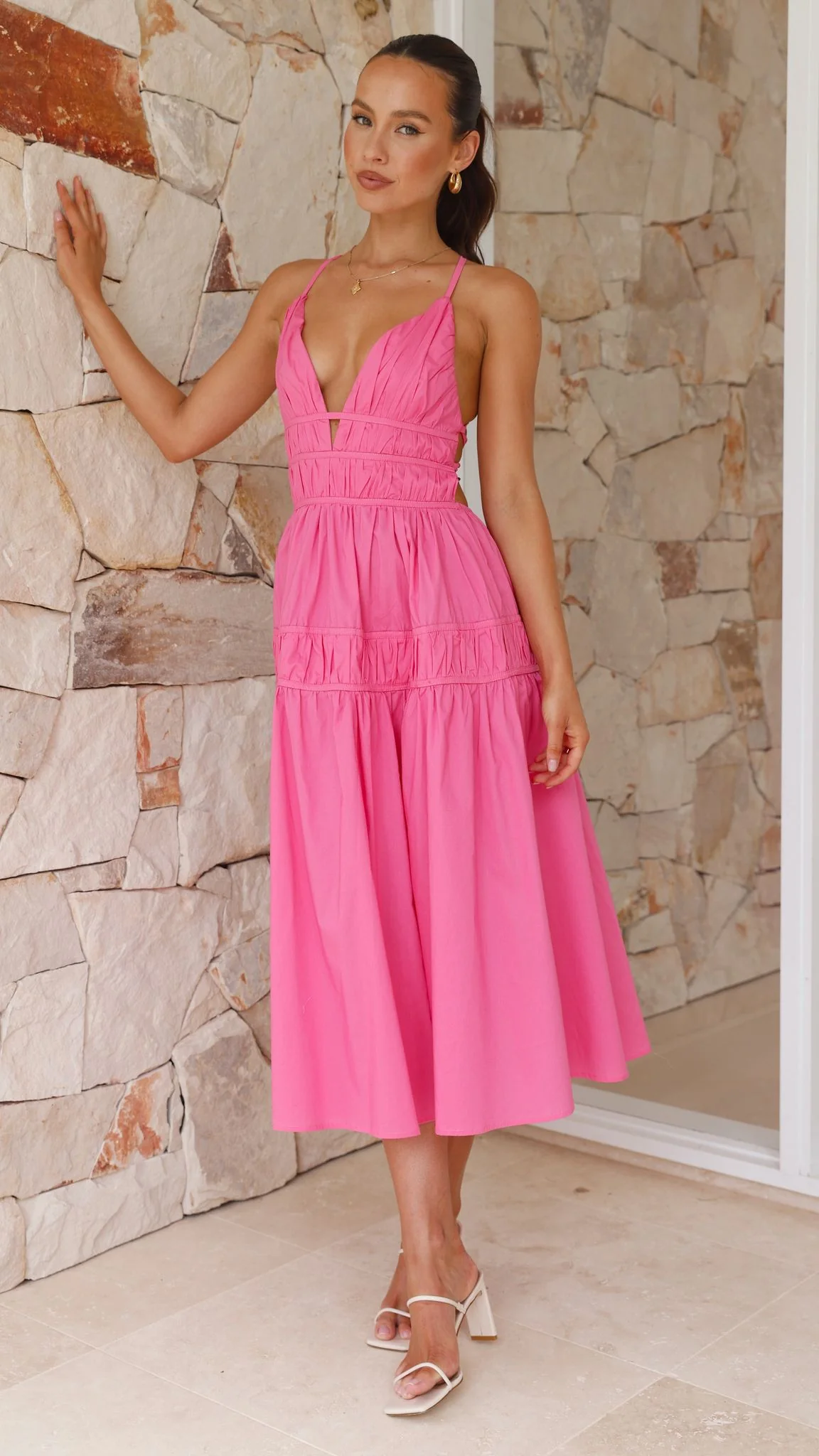 Blake Midi Dress - Pink