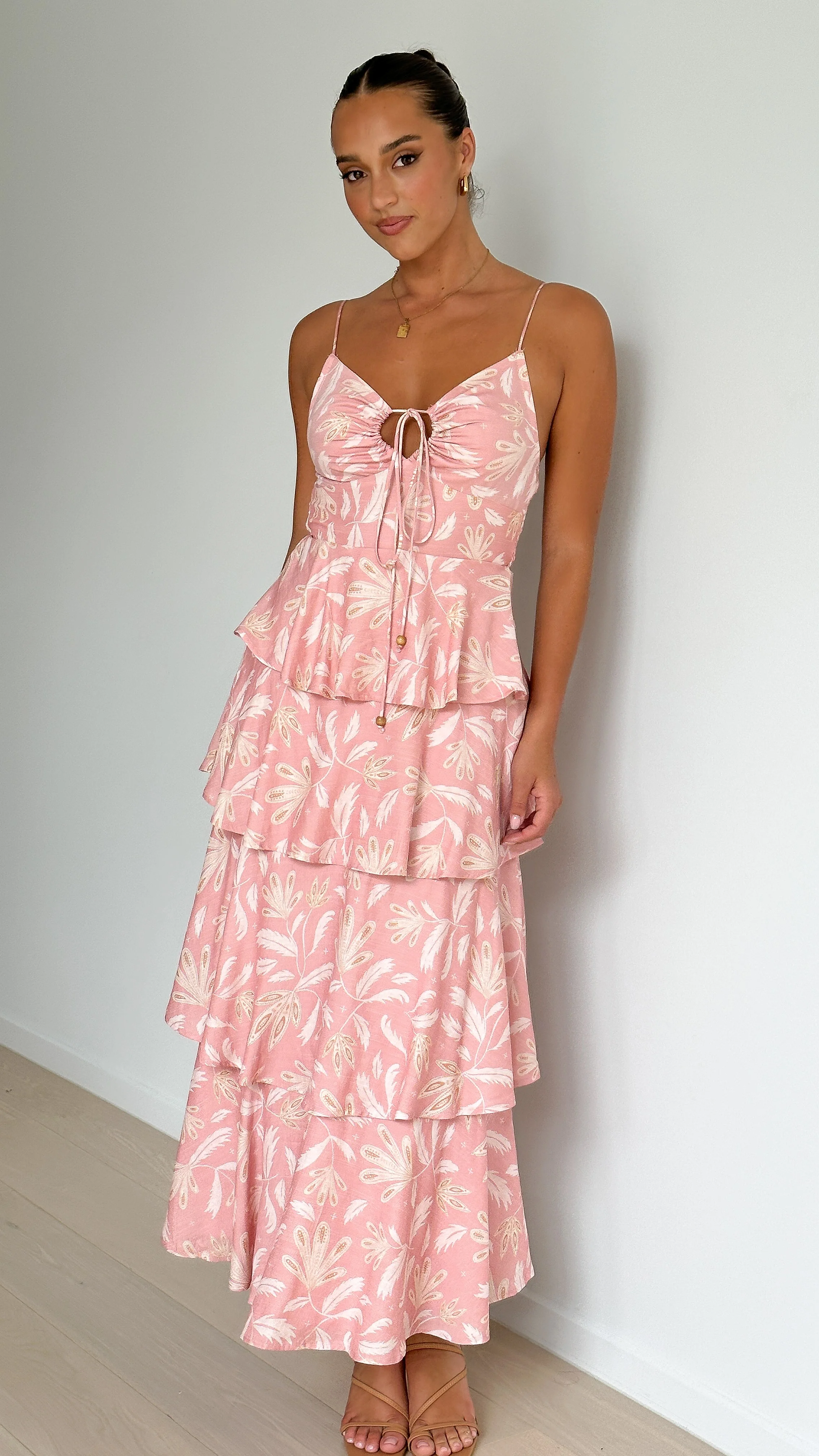 Jadey Maxi Dress - Peach Floral